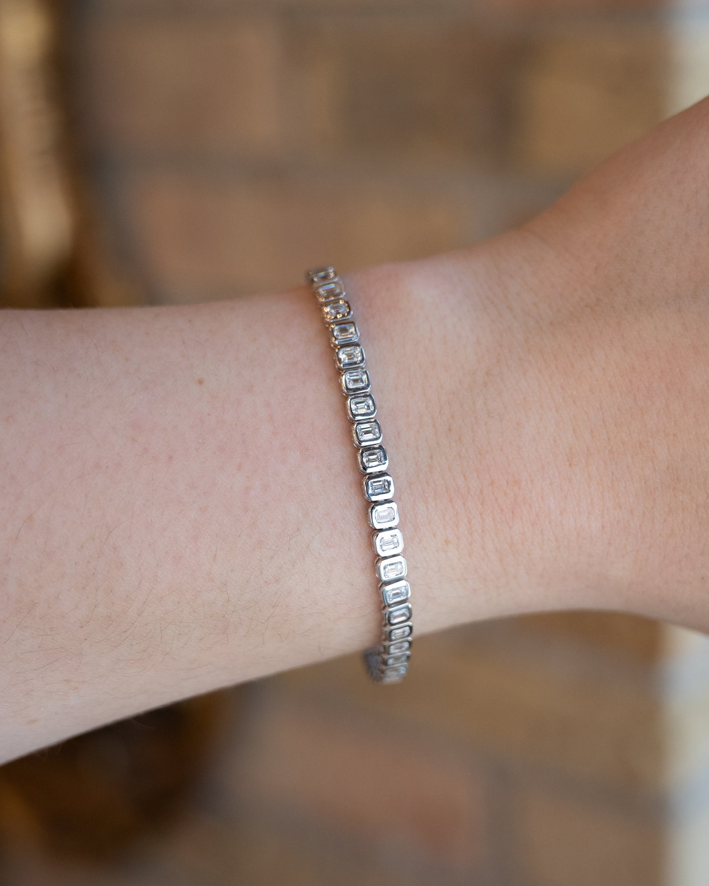 4.48 Emerald Cut Diamond Tennis Bracelet in 14k White Gold