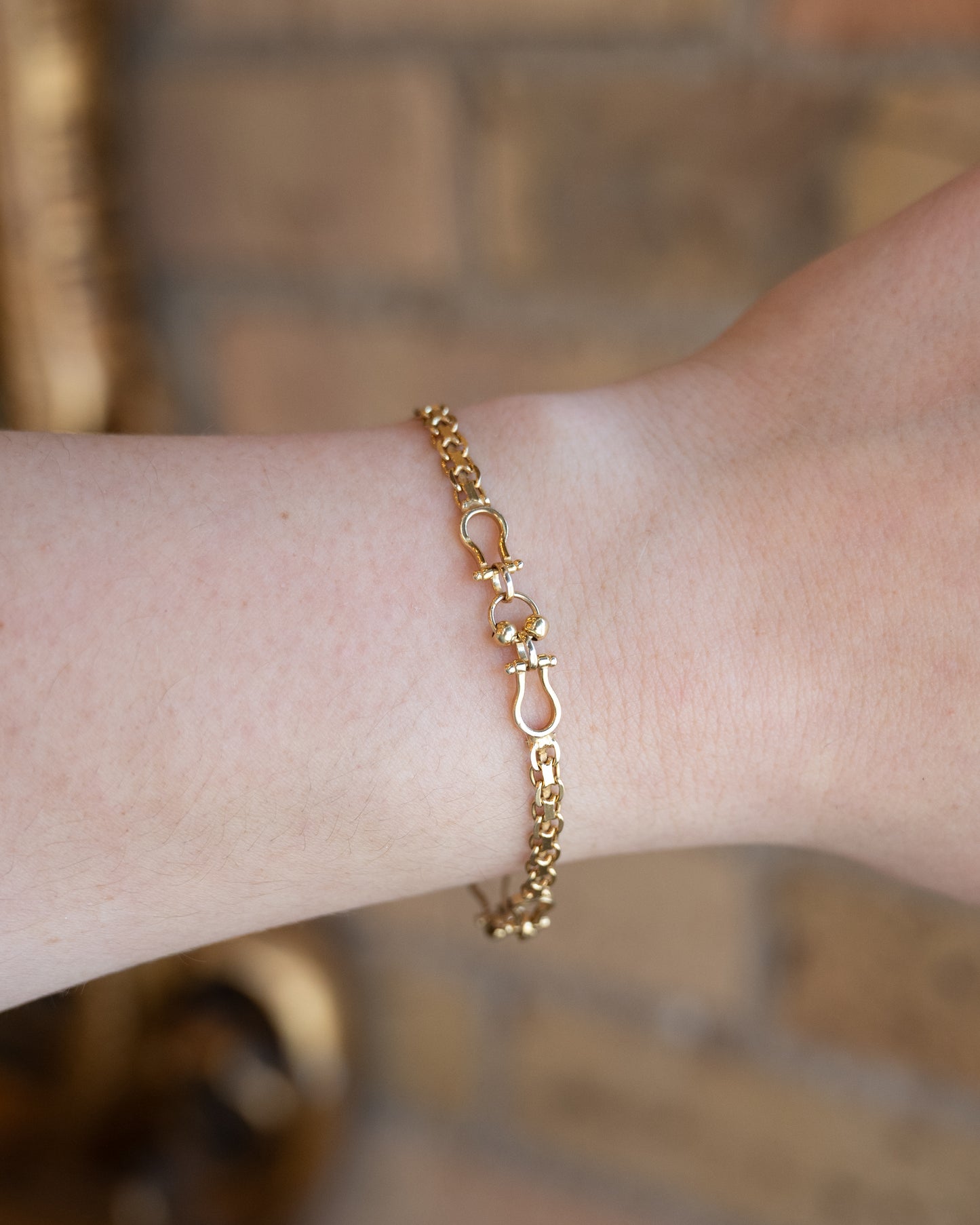 Equestrian Horse Bit Link Bracelet in 14k Yellow Gold