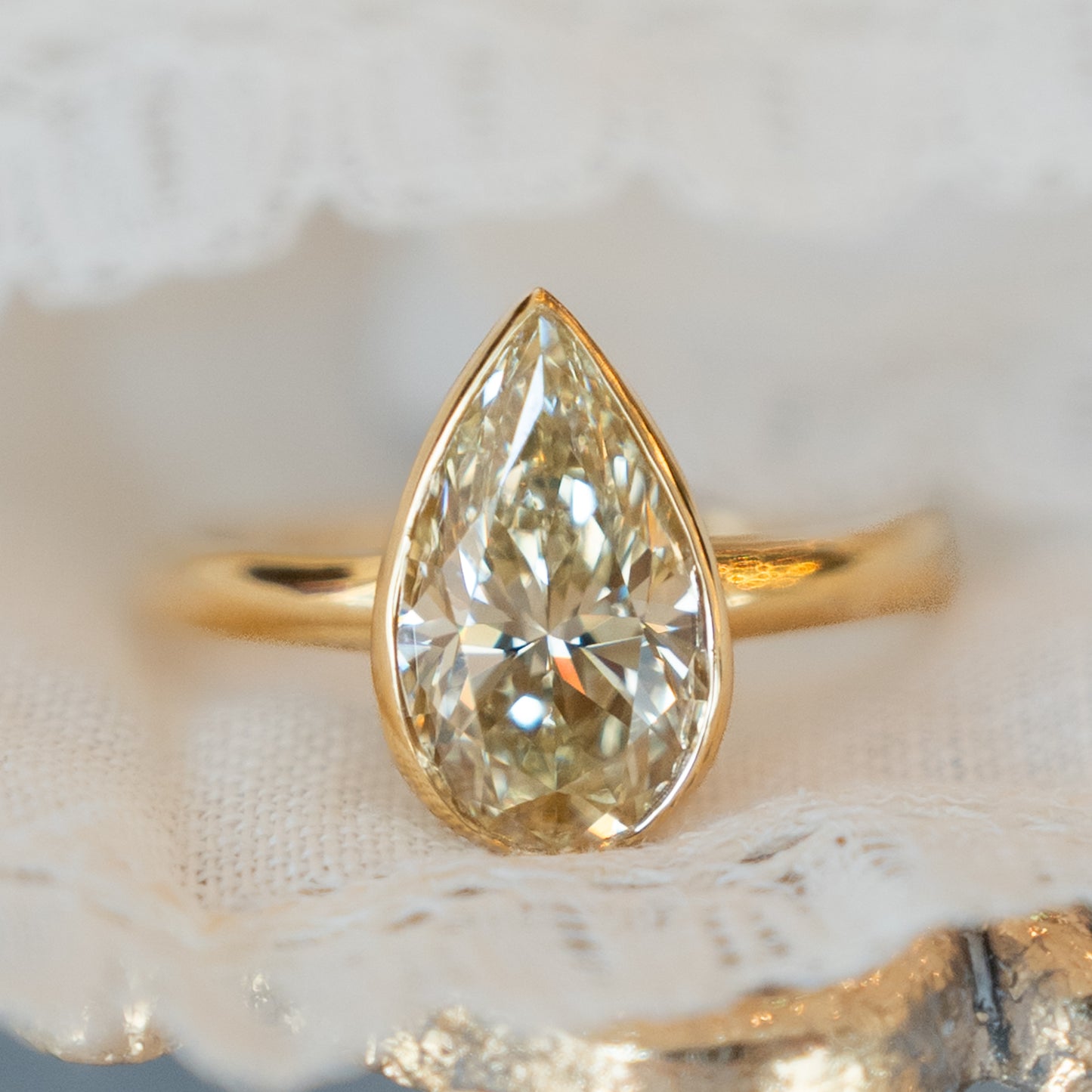 2.32 Fancy Light Yellow Diamond Engagement Ring in 18k