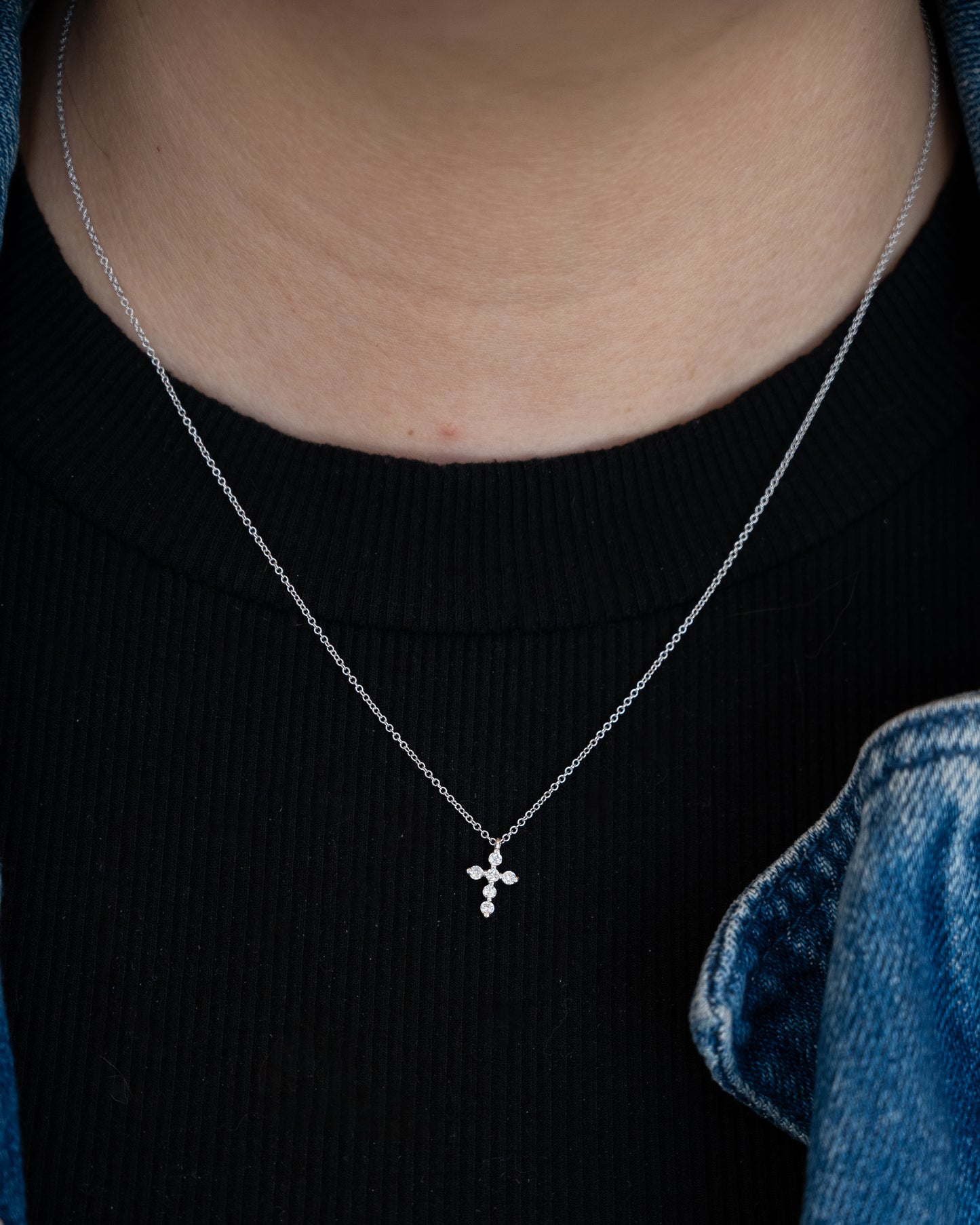 .16 Diamond Cross Pendant Necklace in 18k White Gold