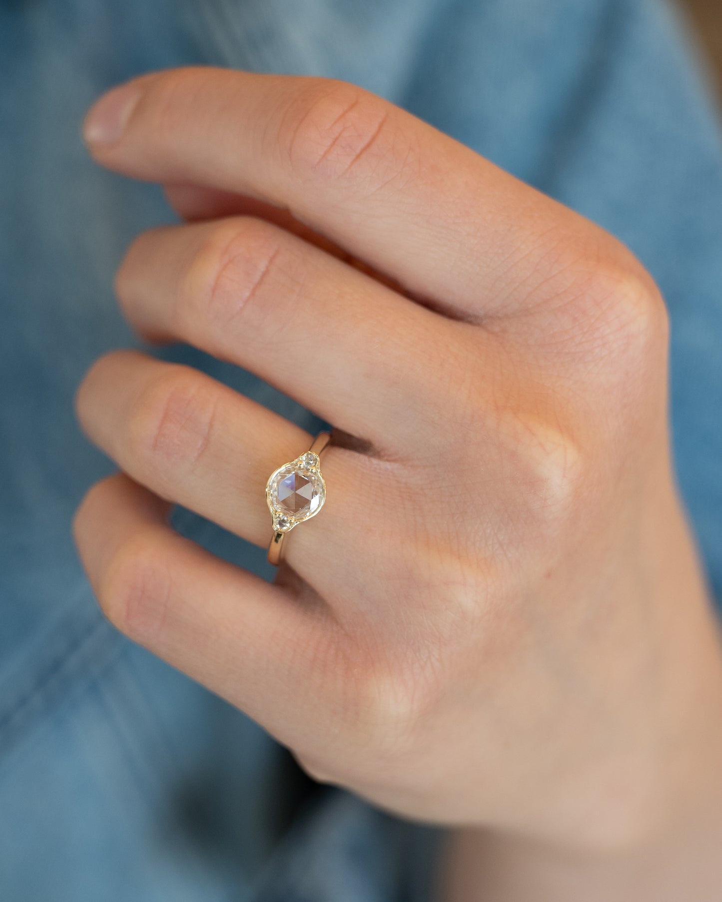 1.00 Rose Cut Diamond Engagement Ring in 14k