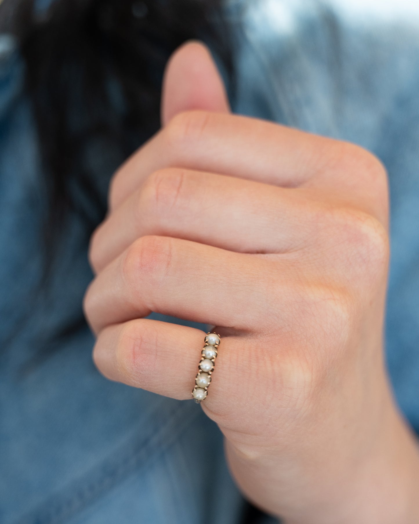 Antique Victorian Pearl Ring in 14k Yellow Gold