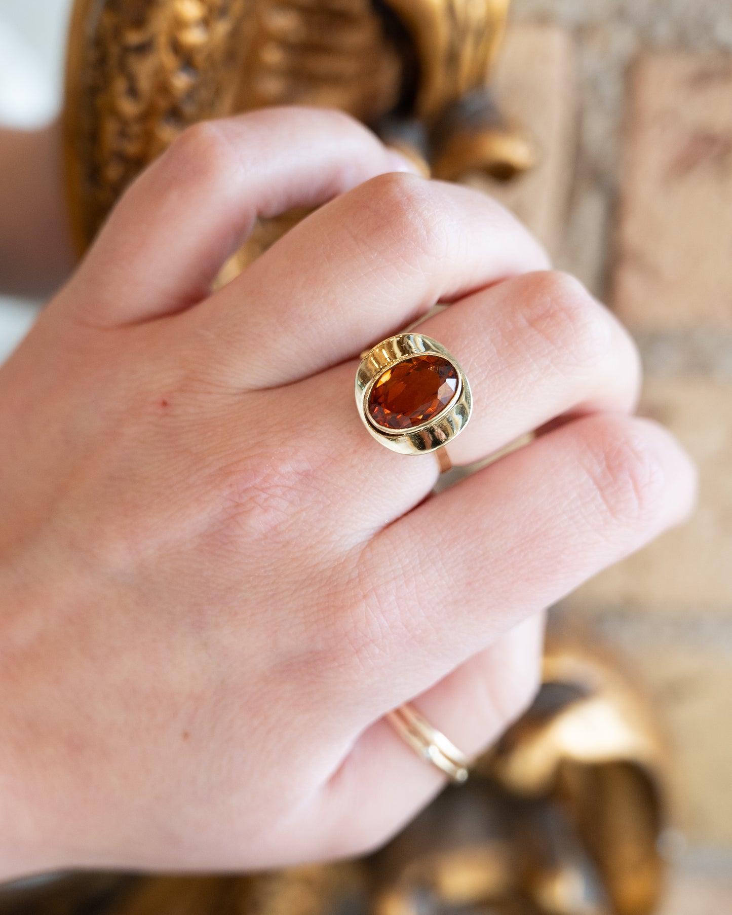 3.59 Citrine Bezel Cocktail Ring in 14k Yellow Gold