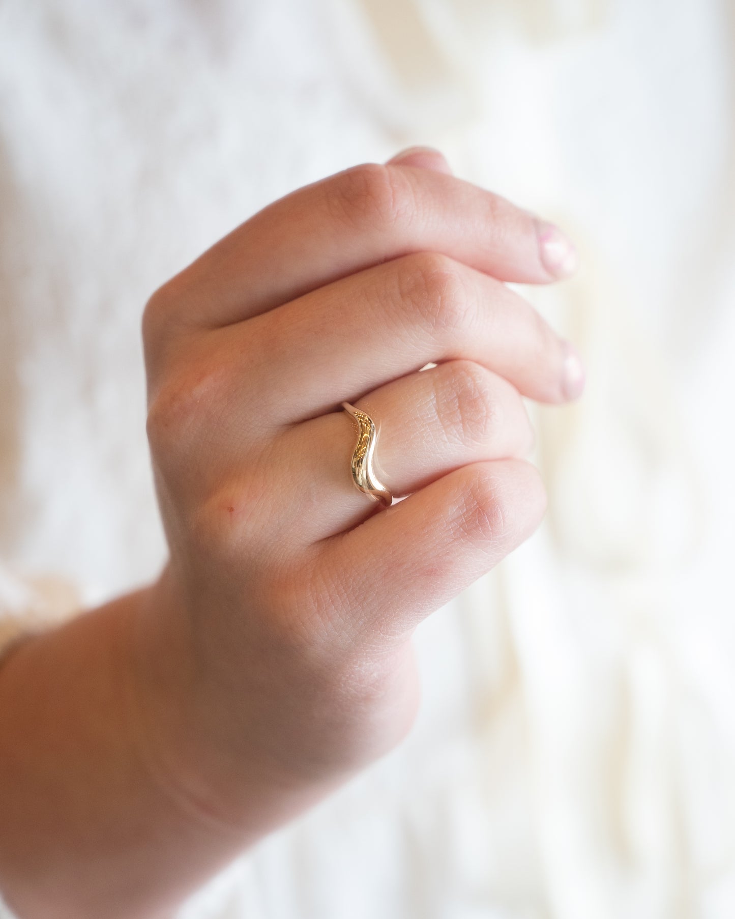 Asymmetrical Bubble Contour Band in 14k Yellow Gold