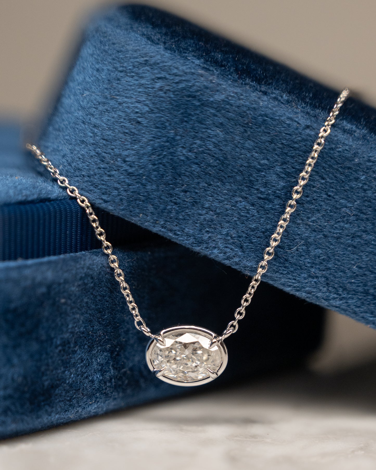 1.50 Oval Diamond Pendant Necklace in 18k