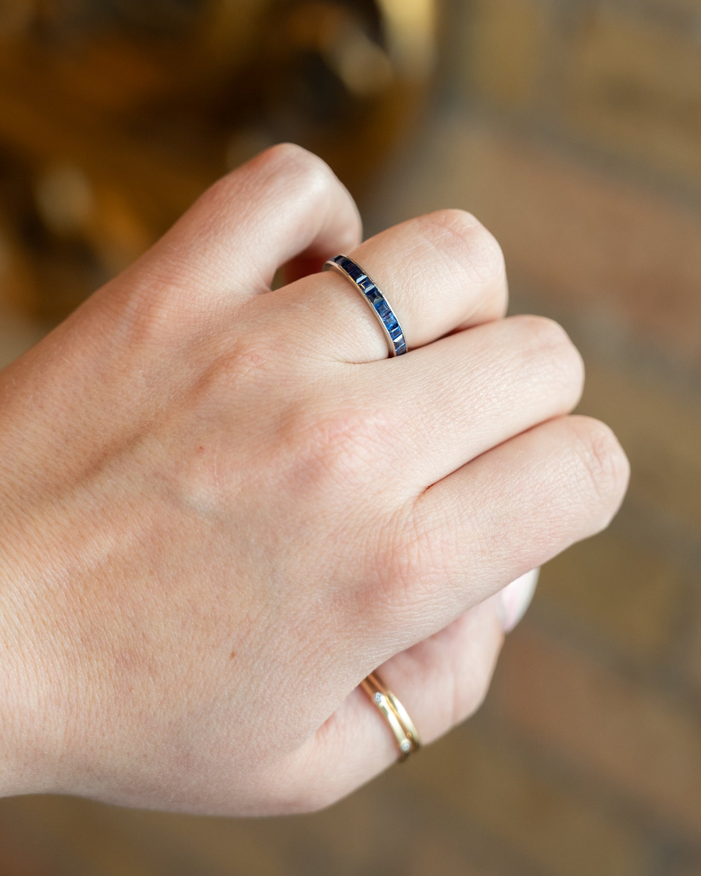 3.08 Blue Sapphire Eternity Band in Platinum