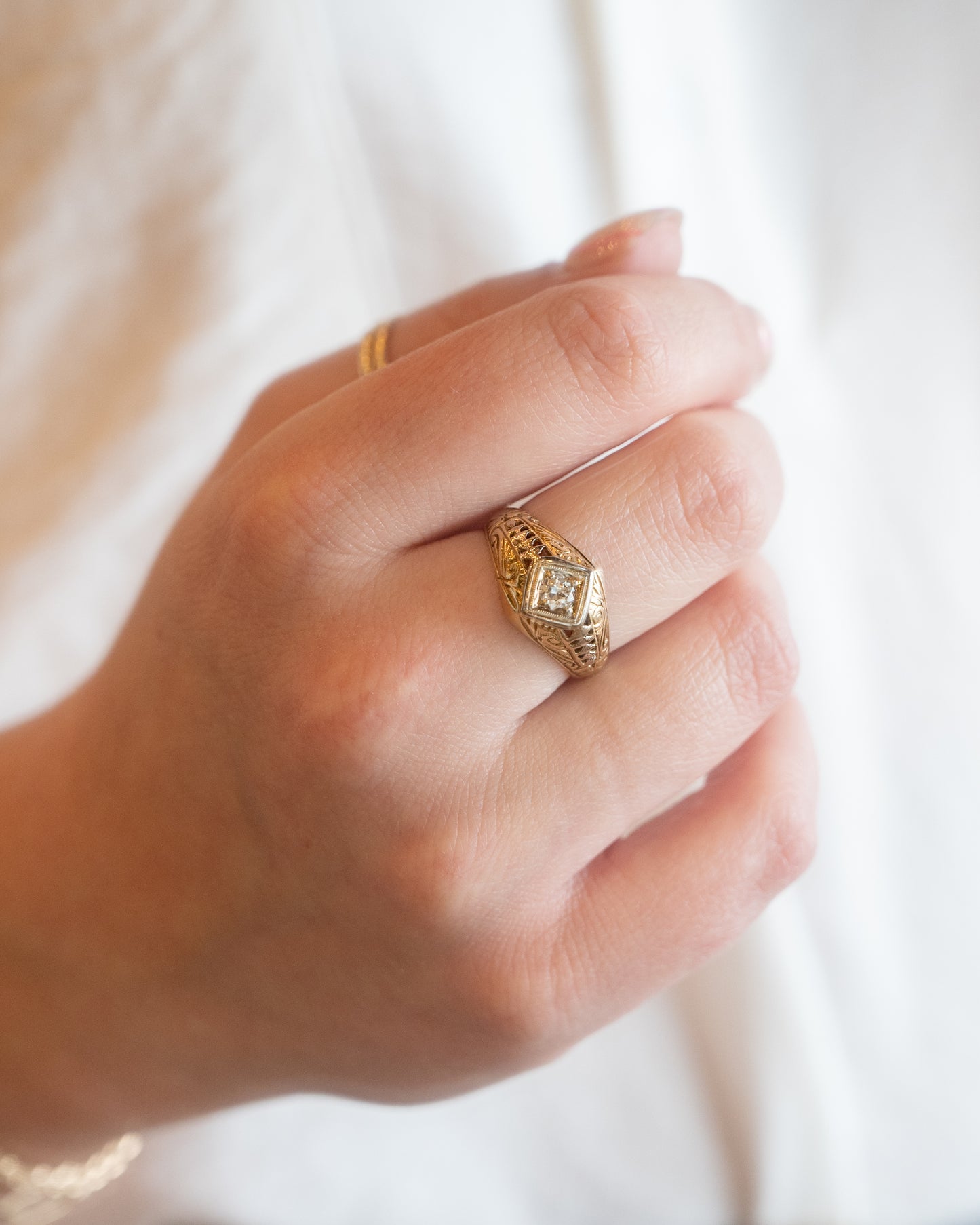 .28 Vintage Retro Transitional Diamond Engagement Ring