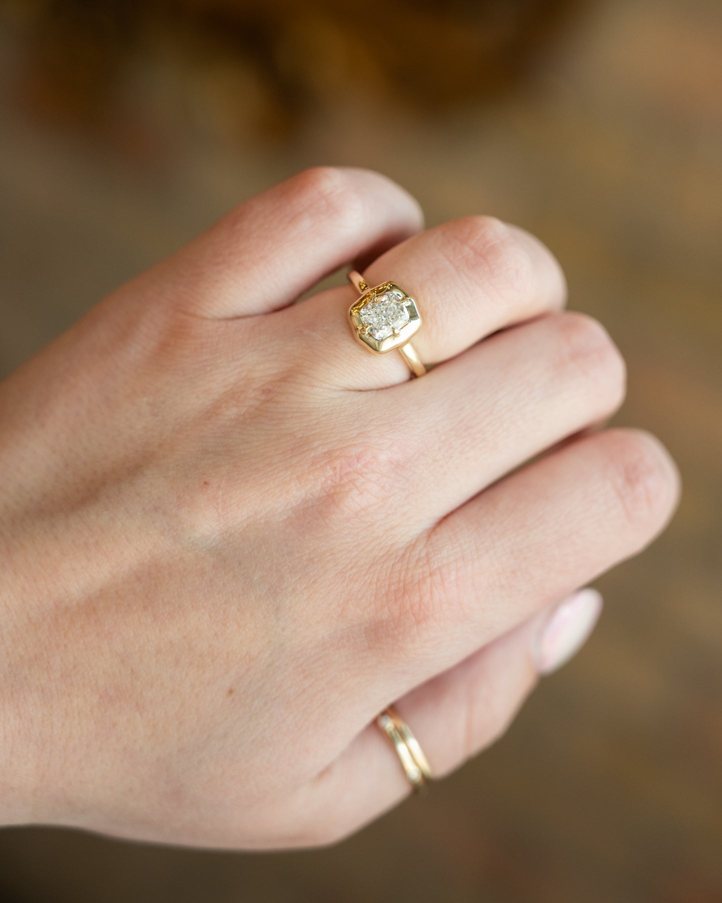 1.53 Cushion Diamond Engagement Ring in 14k Yellow Gold