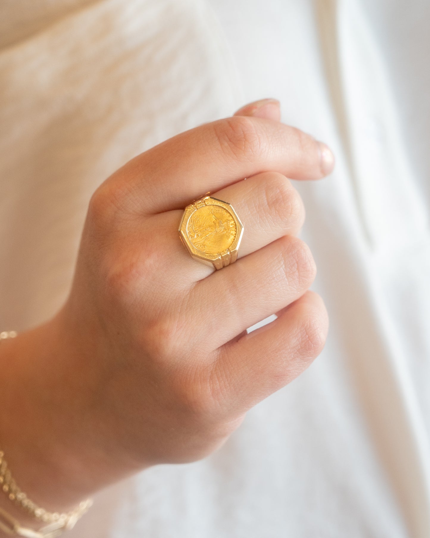 Liberty Coin Cocktail Ring in 22k & 14k Yellow Gold