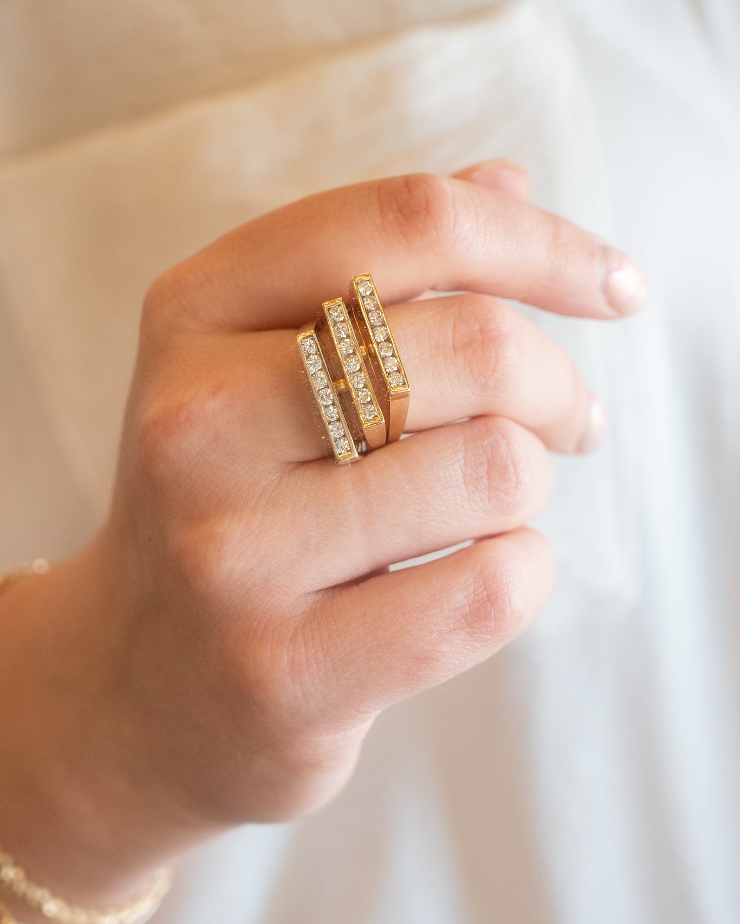 1.36 Diamond Stacking Cocktail Ring in 14k Yellow Gold