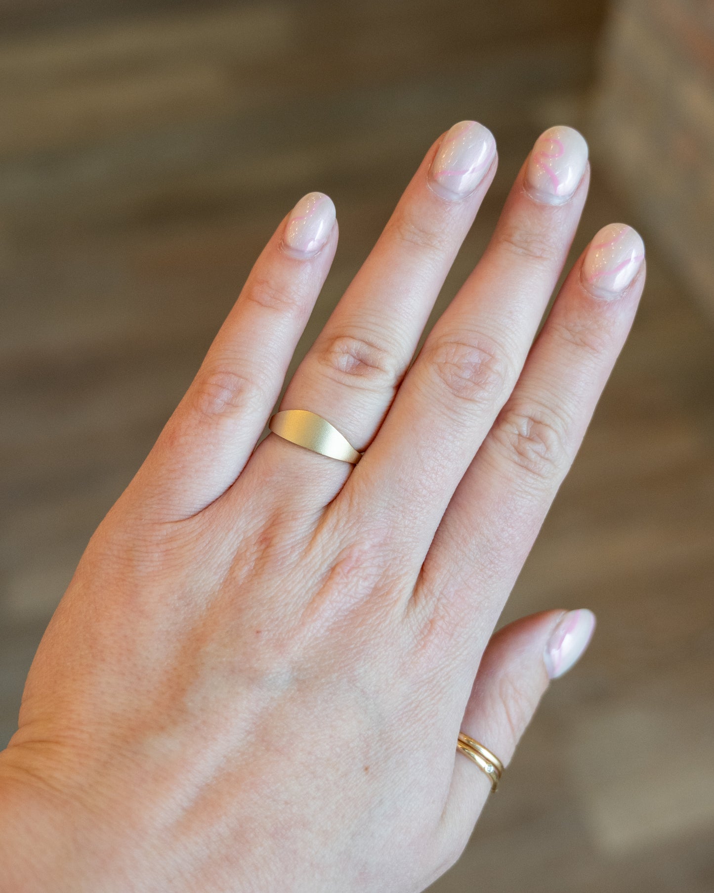 Unisex Asymmetrical Signet Ring in 14k Yellow Gold