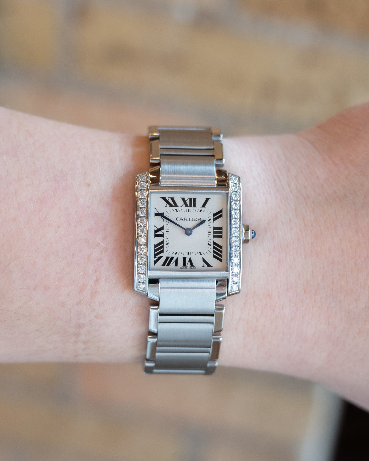 1.04 Cartier Tank Francais Diamond Watch 30mm Ref W4TA009