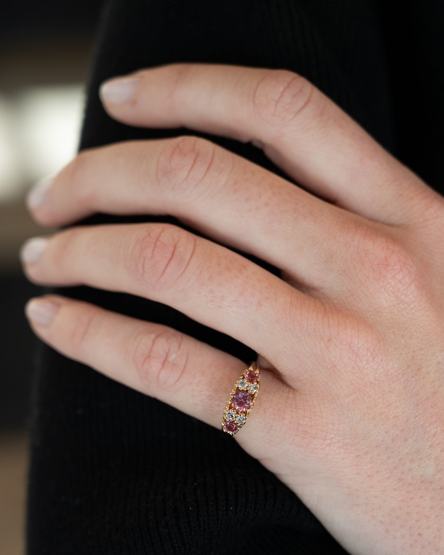 .58 Vintage Mid-Century Pink Tourmaline Stacking Ring 14k