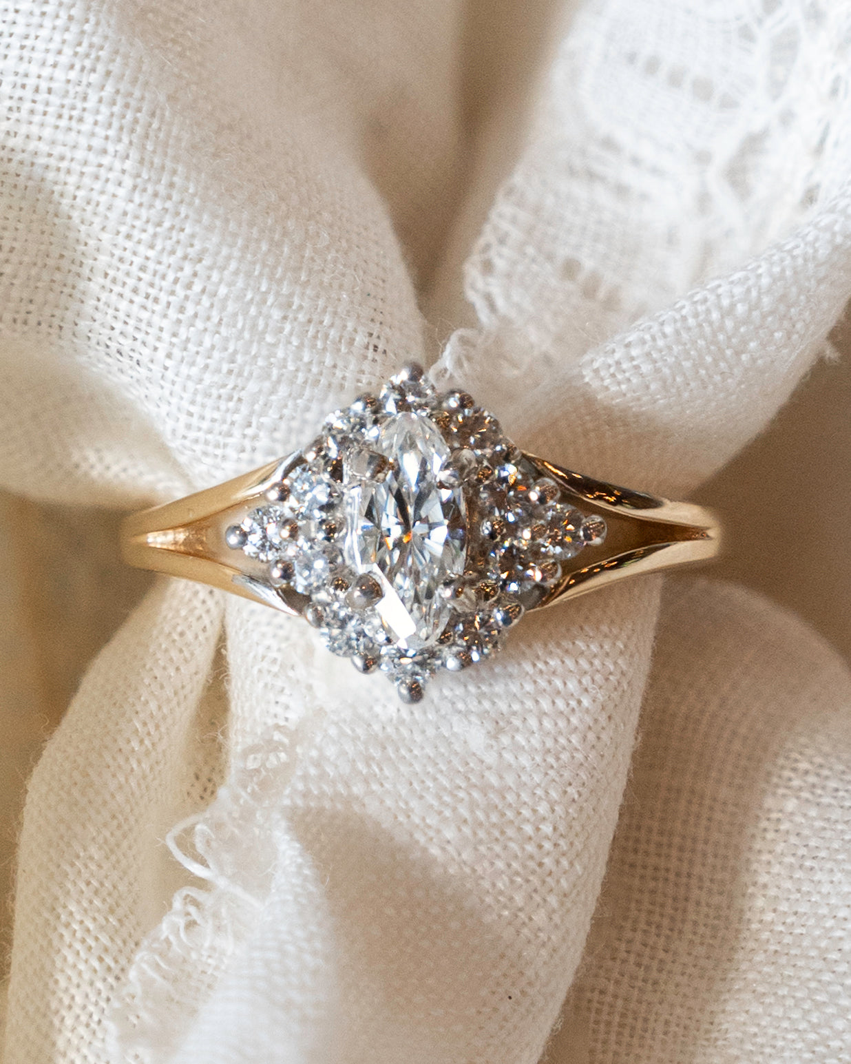 .39 Marquise Diamond Halo Engagement Ring in 14k