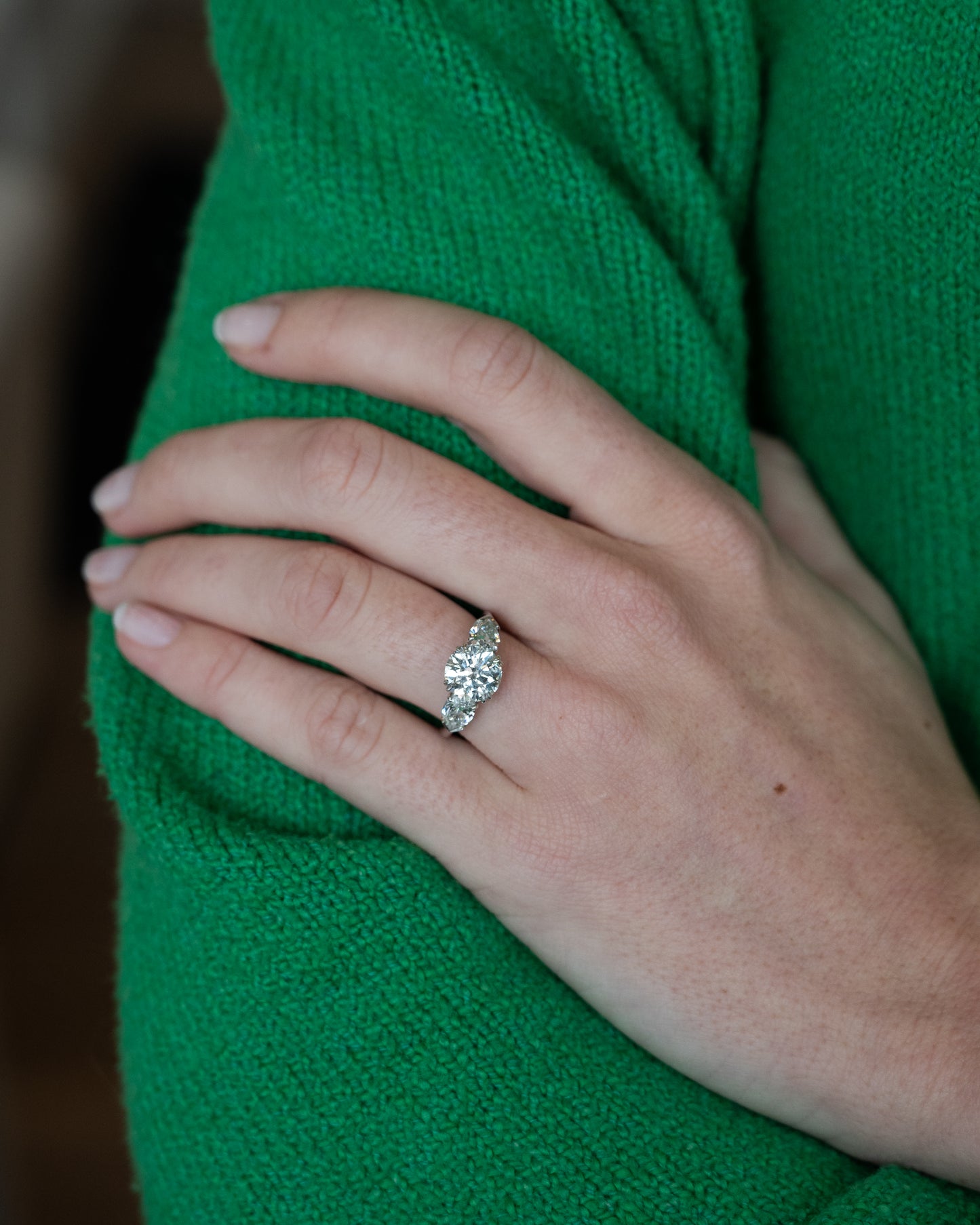 2.39 Three Stone Diamond Engagement Ring Platinum