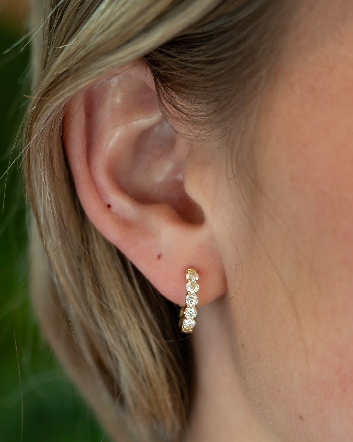 Diamond Huggie Hoop Earrings 14k Yellow Gold