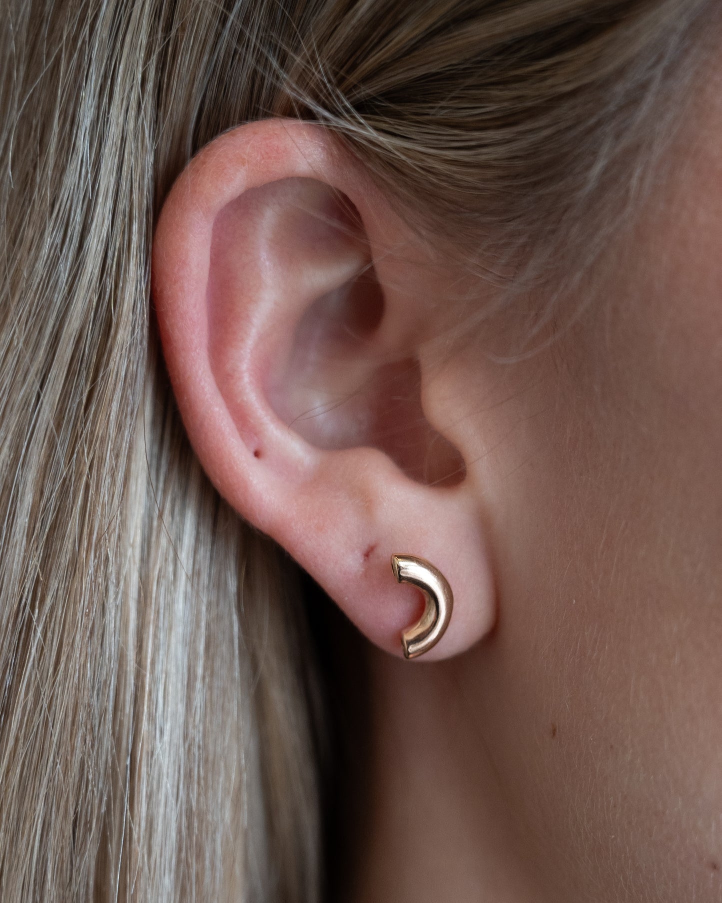 Macaroni Stud Earrings 14k Yellow Gold