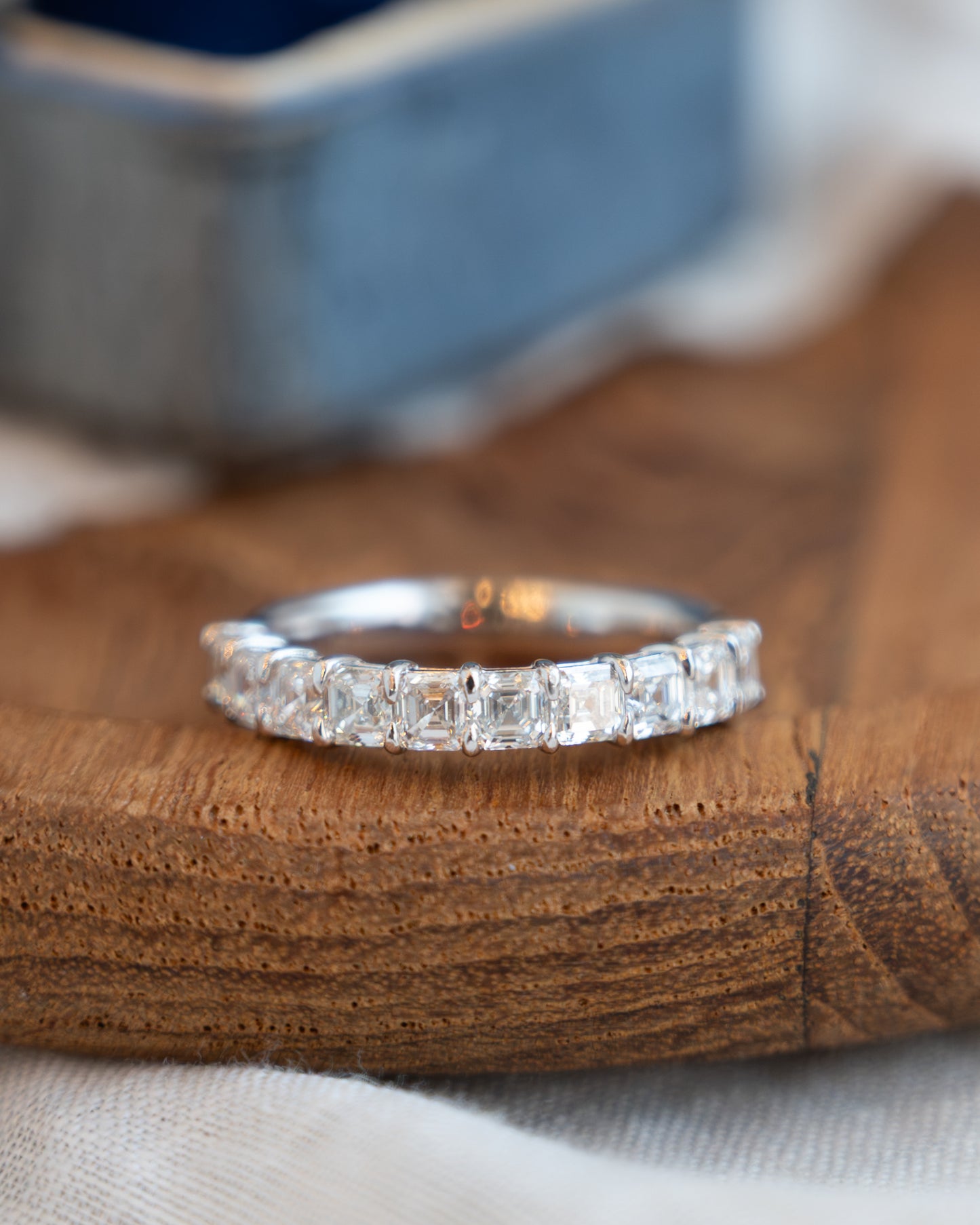 1.65 Asscher Diamond Half-Eternity Band 18k White Gold