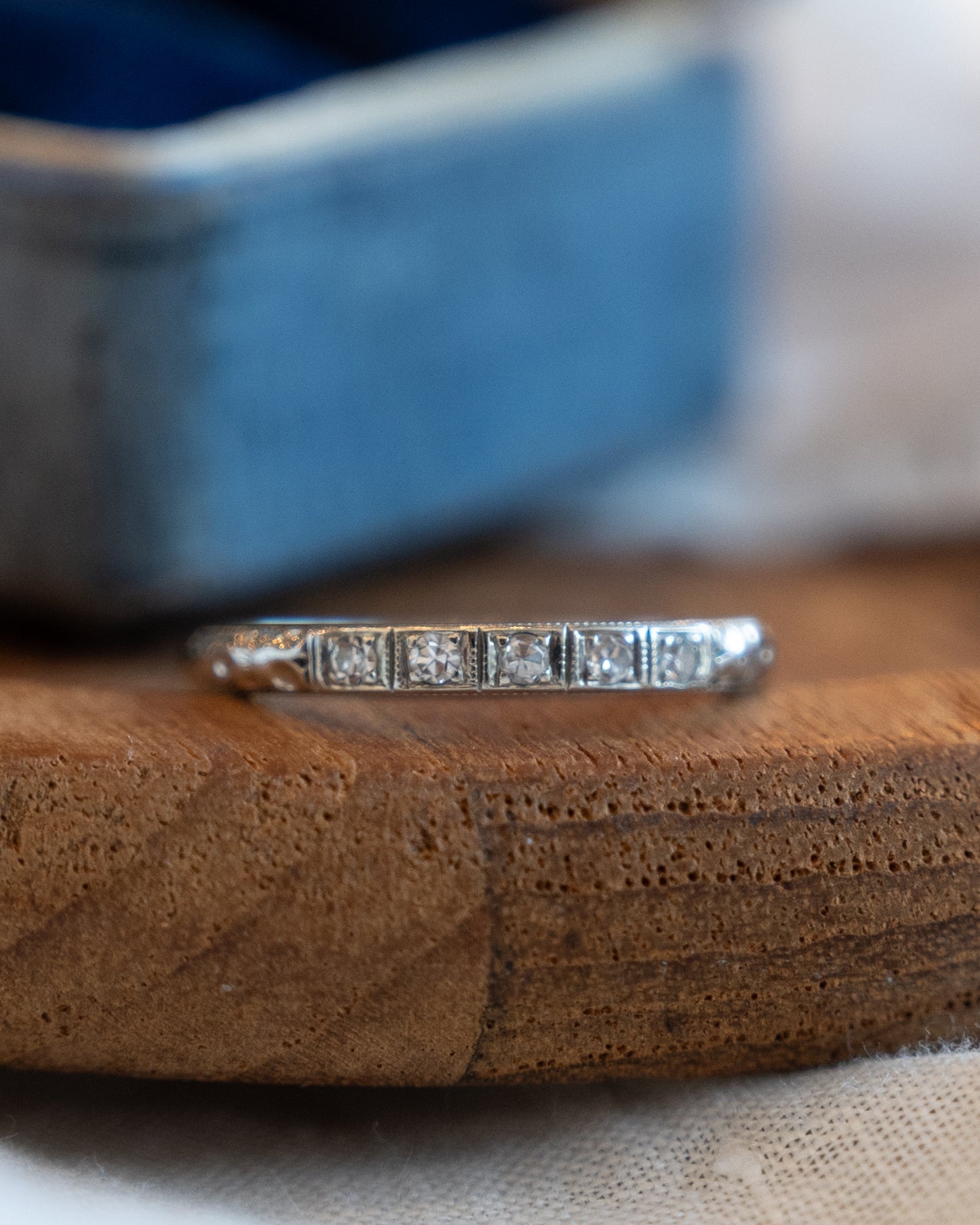 Antique Art Deco Diamond Wedding Band 18k White Gold