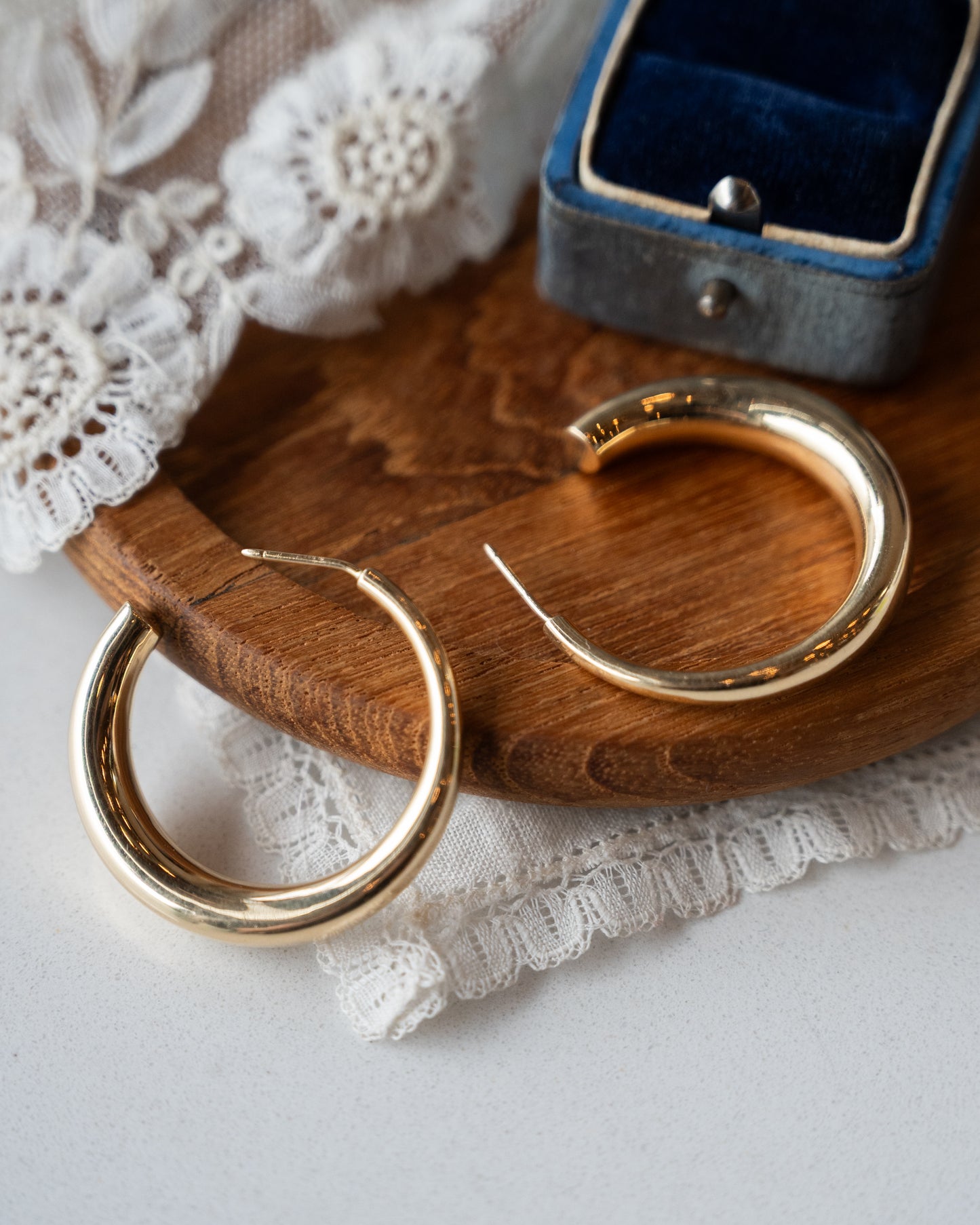 Tapered Hoop Earrings 14k Yellow Gold