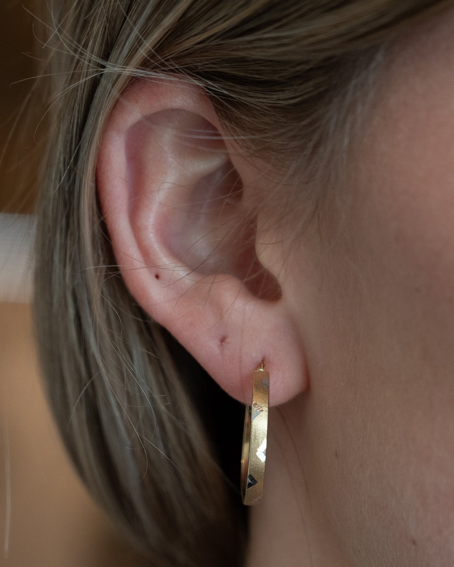 Two-Tone Triangle Hoop Earrings 14k Gold