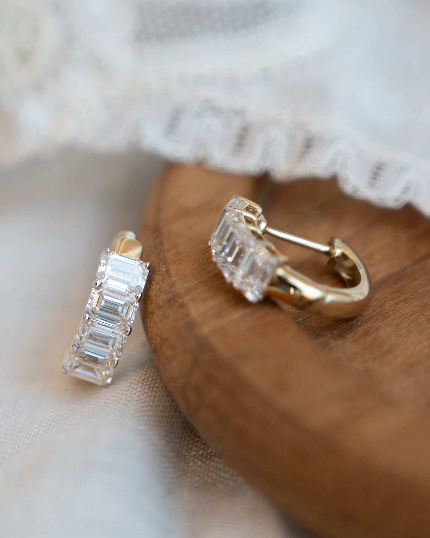 2.00 Emerald Diamond Huggie Hoops 14k Yellow Gold