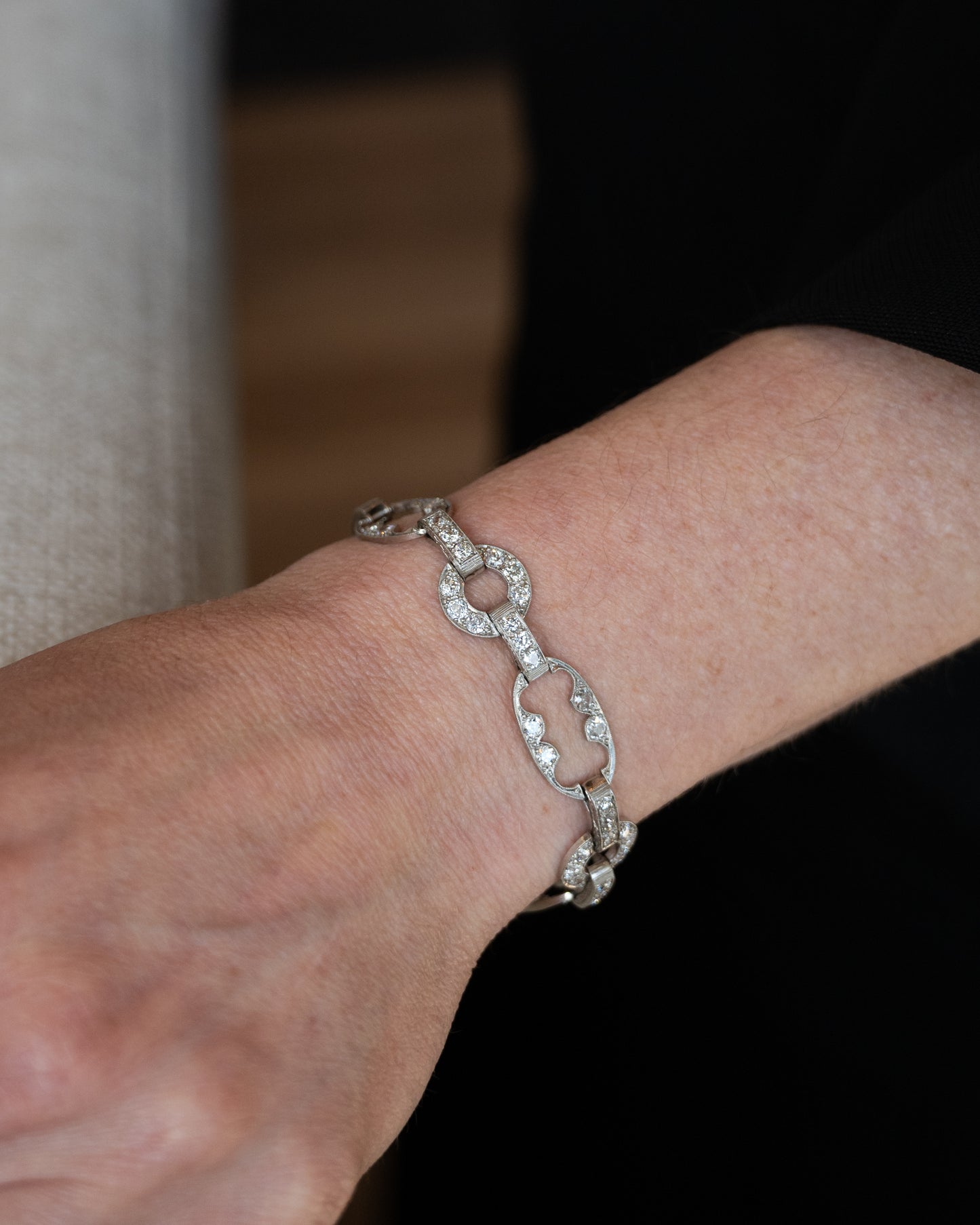 5.55 Antique Art Deco Diamond Bracelet Platinum