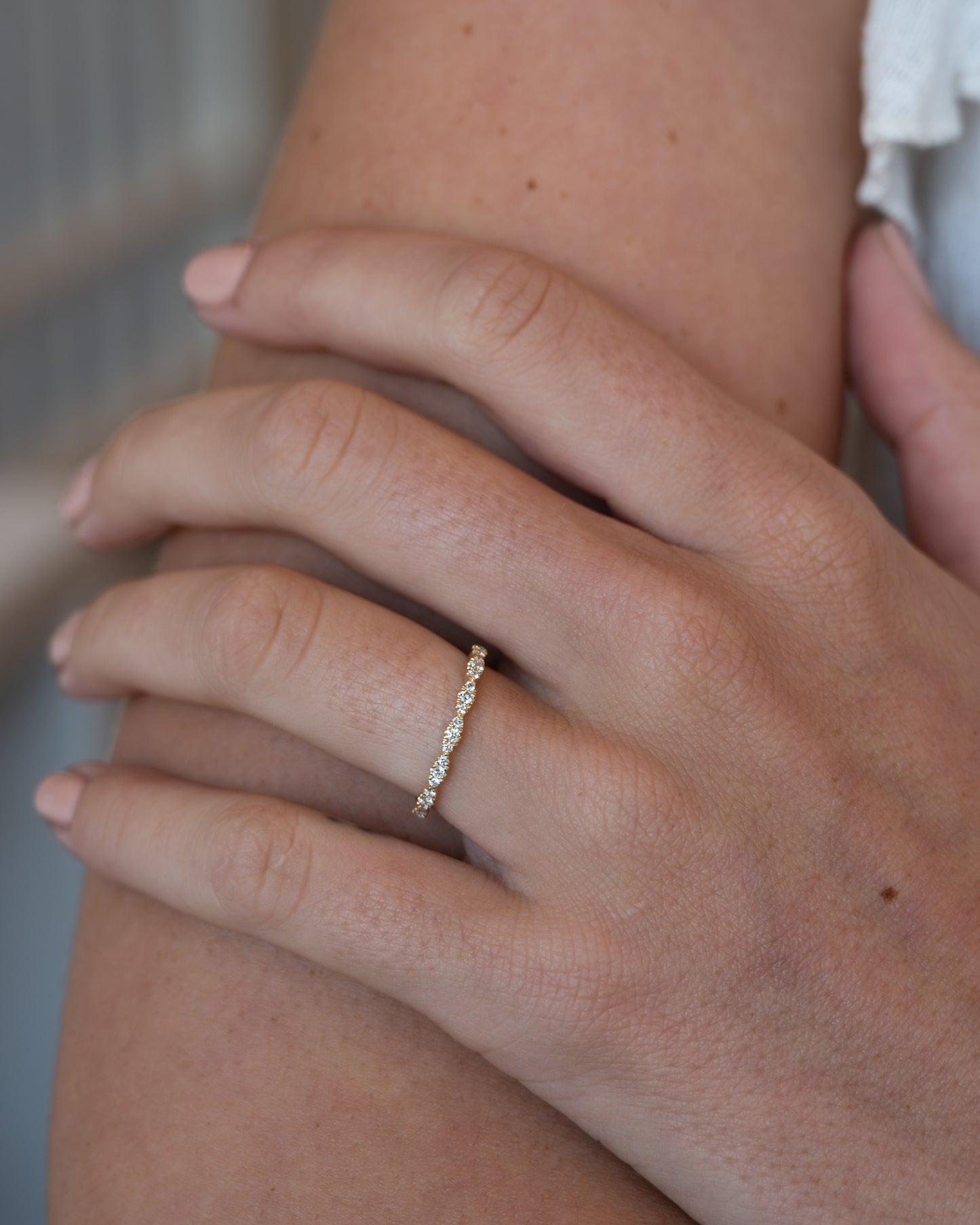 .21 Diamond Pave Stacking Wedding Band 14k Yellow Gold