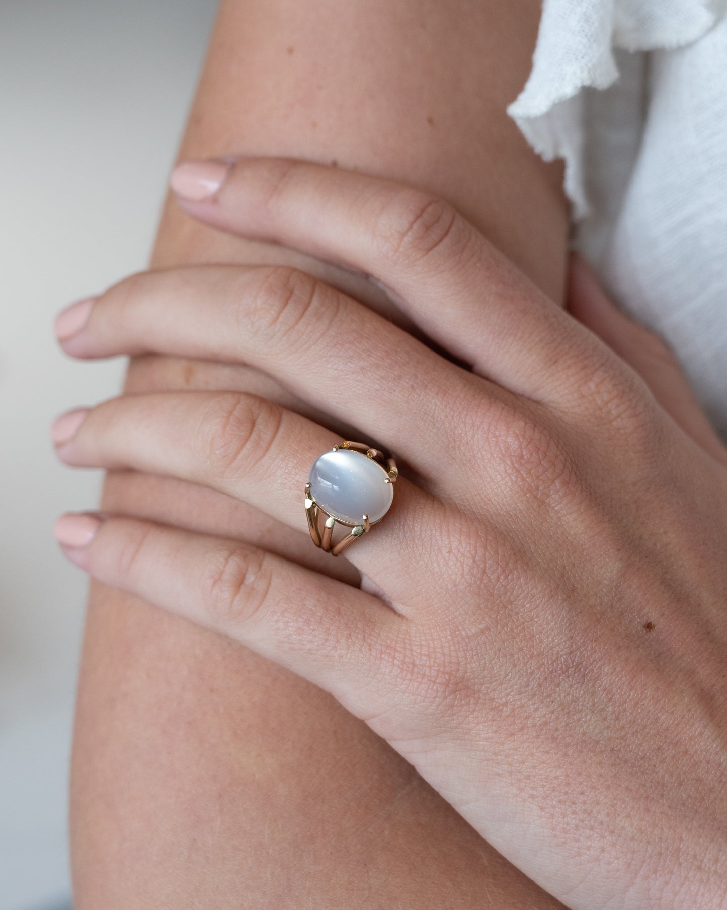 8.05 Moonstone Cocktail Ring 14k Yellow Gold