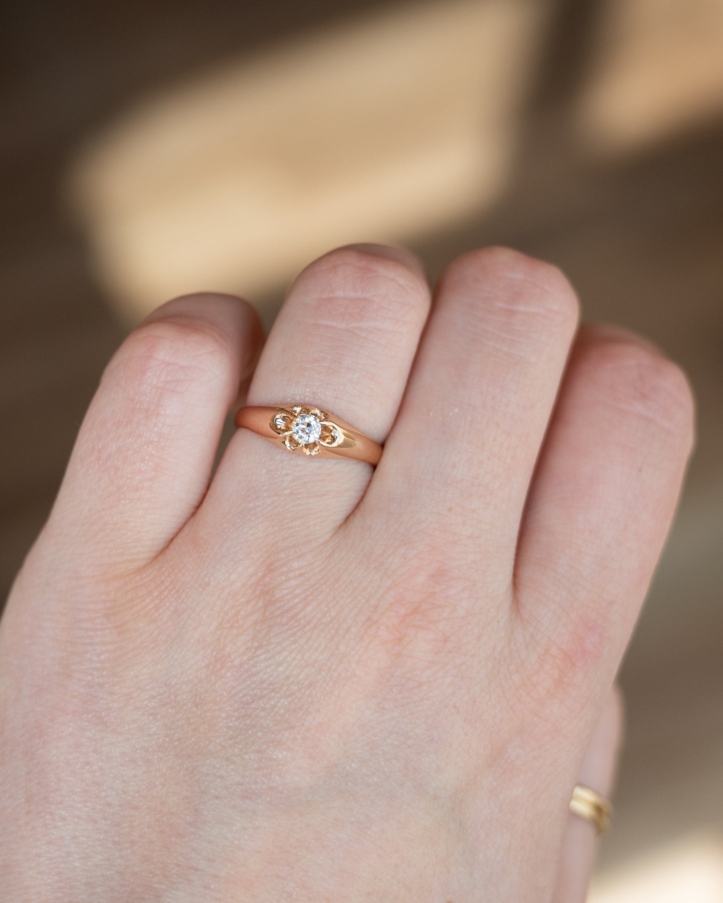 .25 Victorian Diamond Engagement Ring 14k Rose Gold