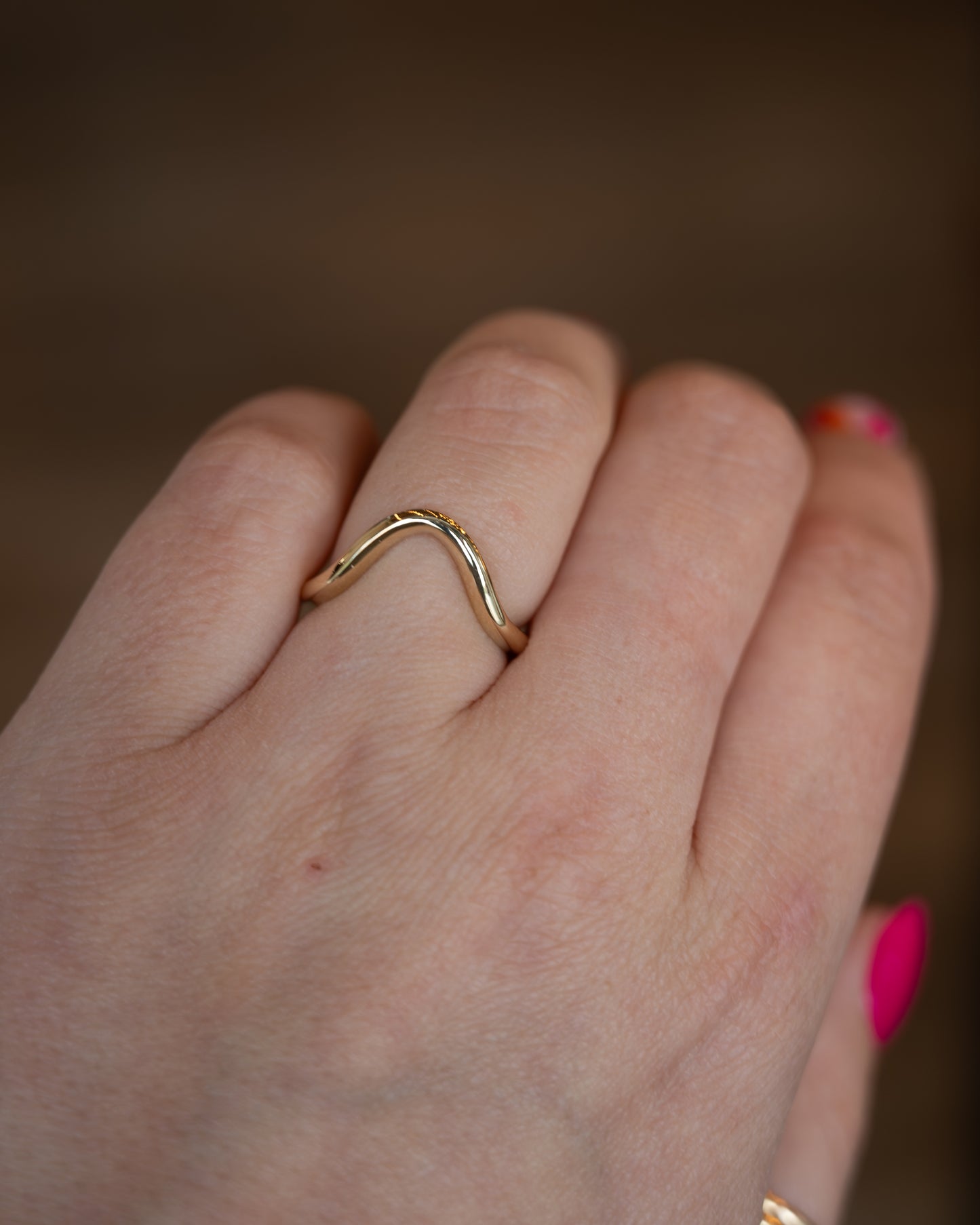 Contoured Stacking Wedding Band 14k Yellow Gold