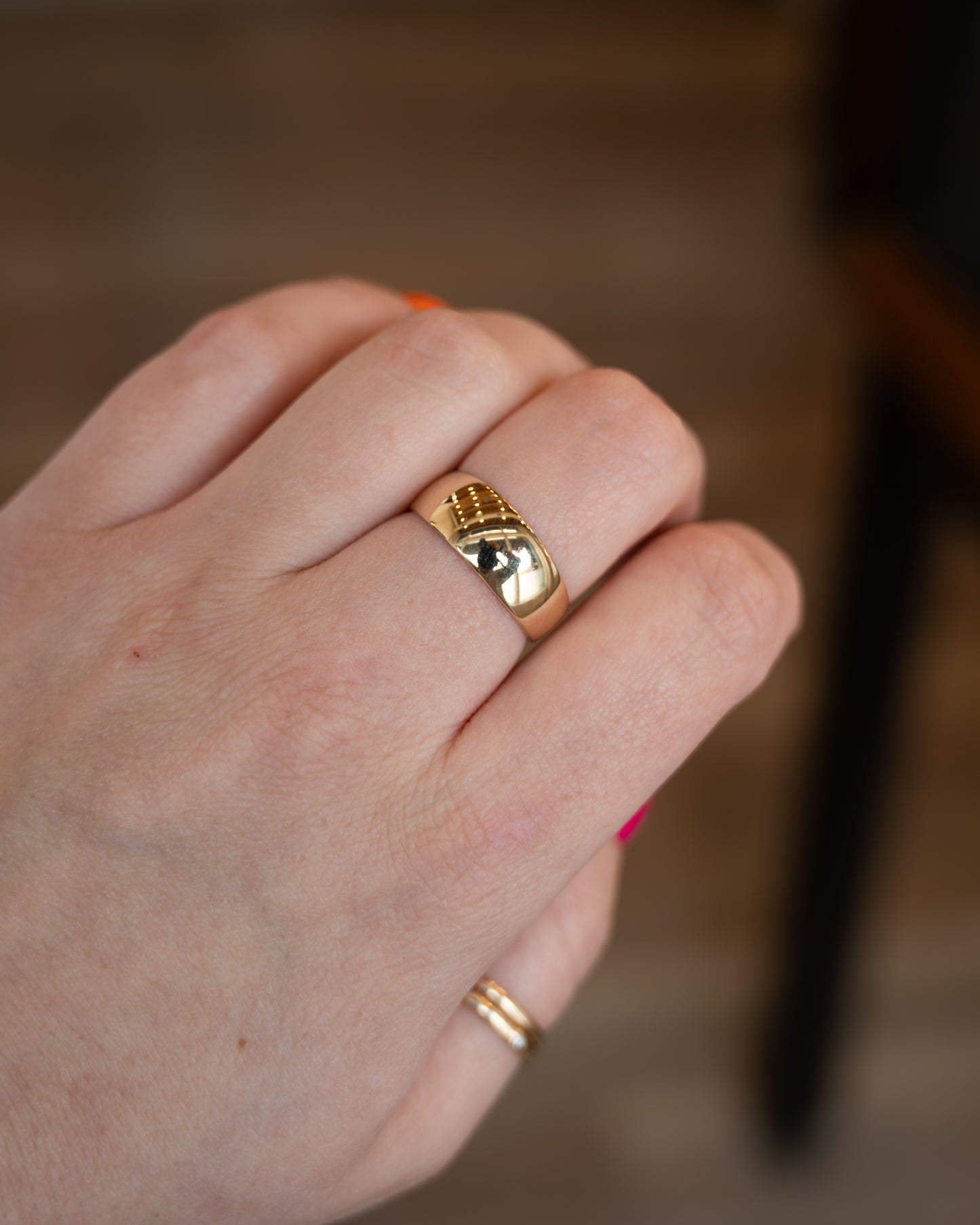 Tapered European Edge Band 14k Yellow Gold