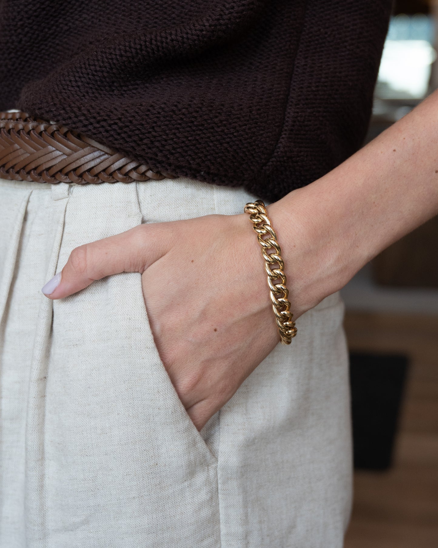 Ralph Lauren Curb Link Bracelet 14k Yellow Gold