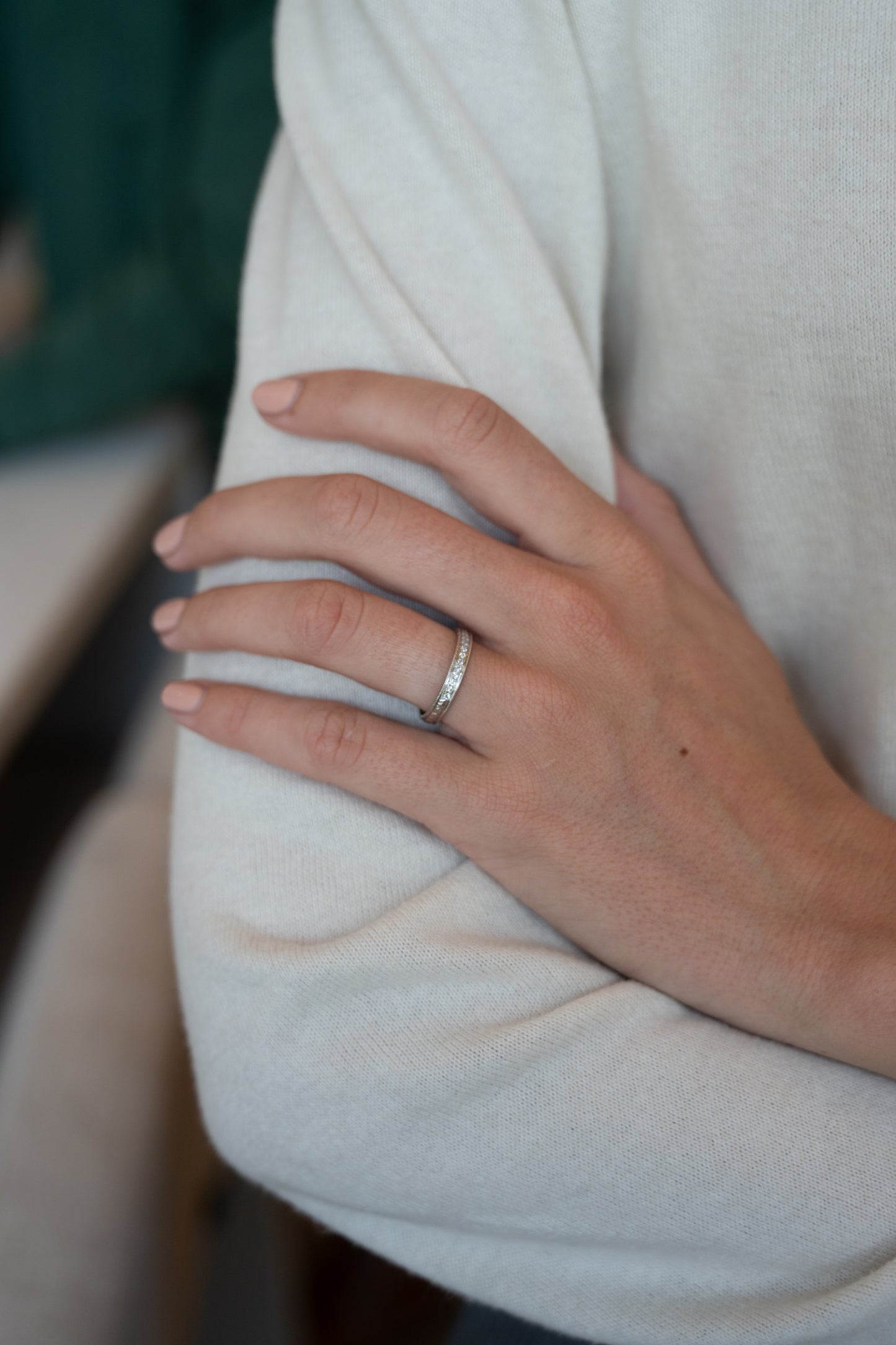 Diamond Chevron Wedding Band Platinum