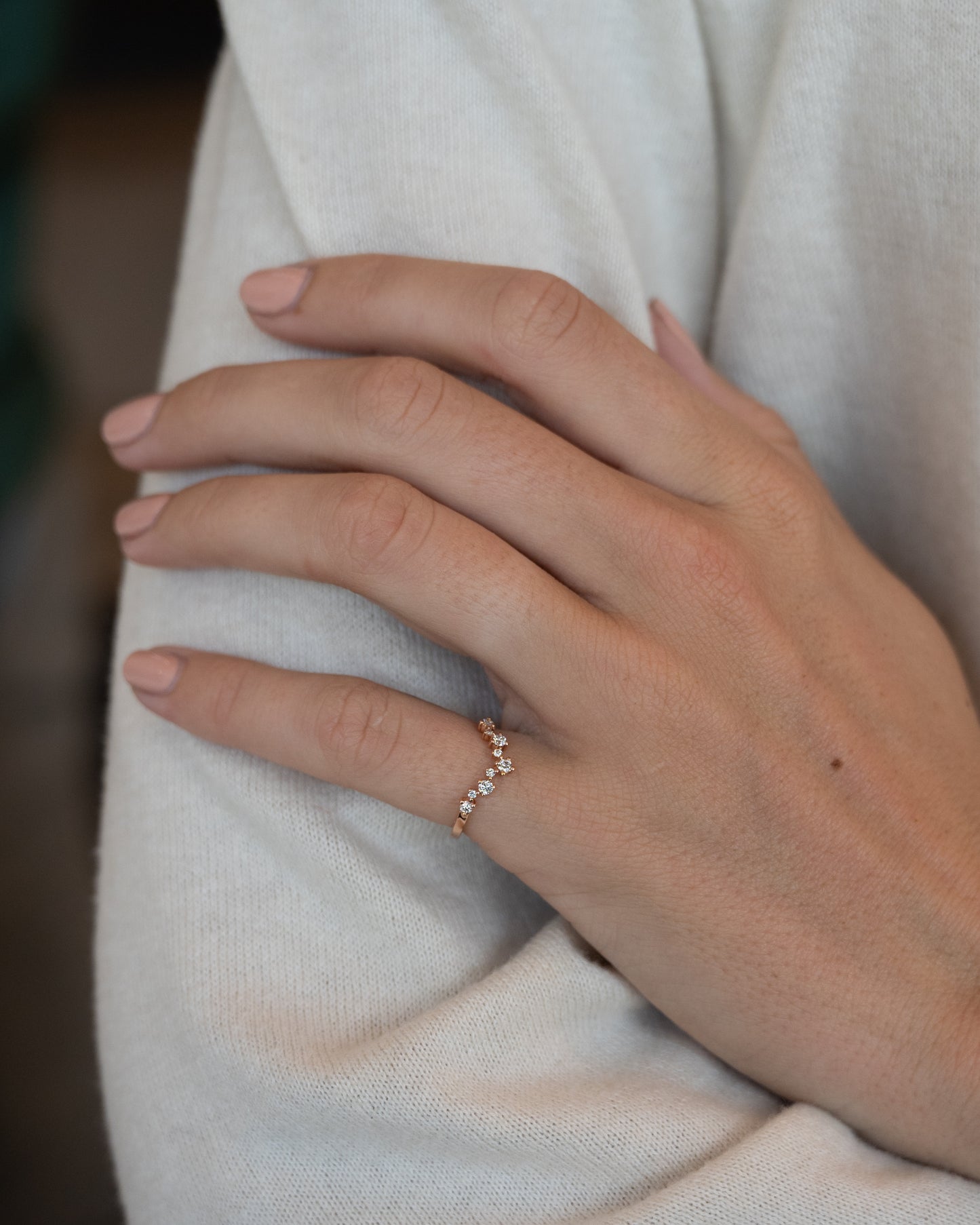 Diamond Contoured Wedding Band 14k Rose Gold