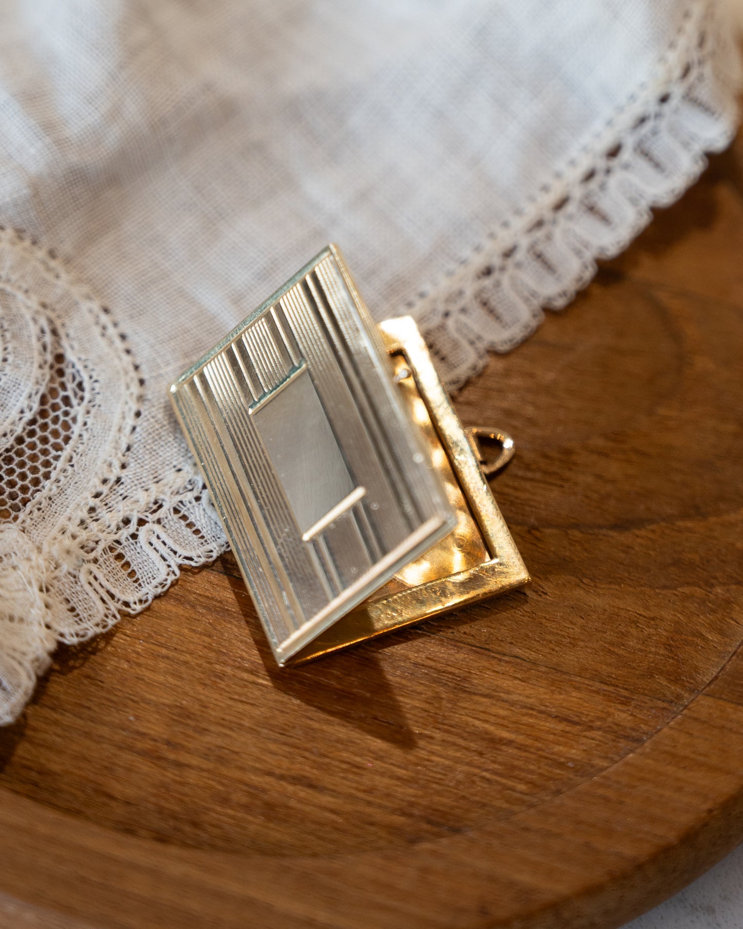 Vintage Mid-Century Book Locket Pendant 14k Yellow Gold