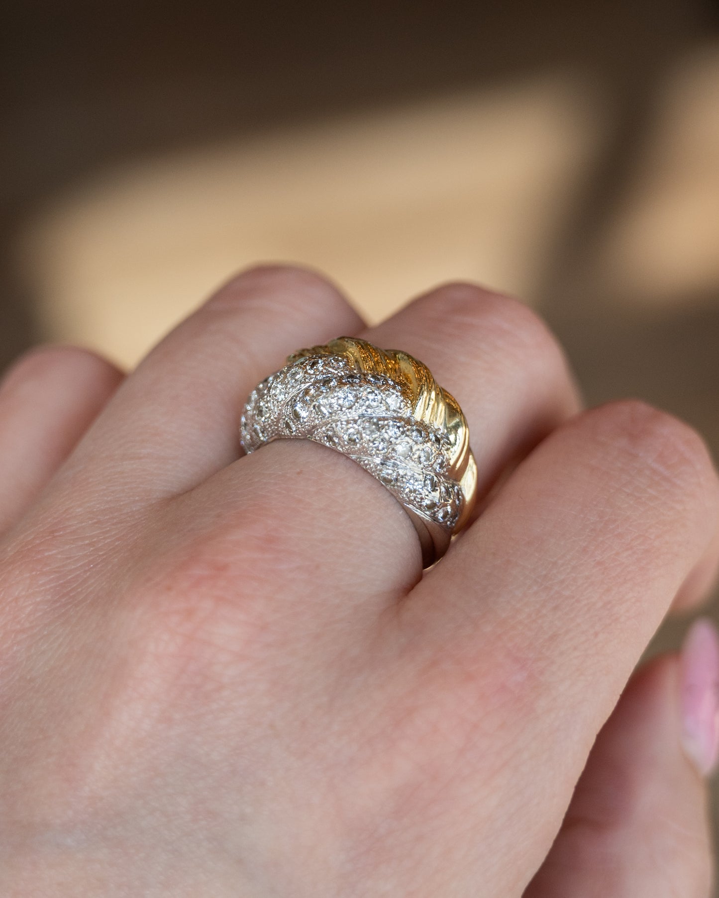 .56 Woven Diamond Cocktail Ring 18k Platinum