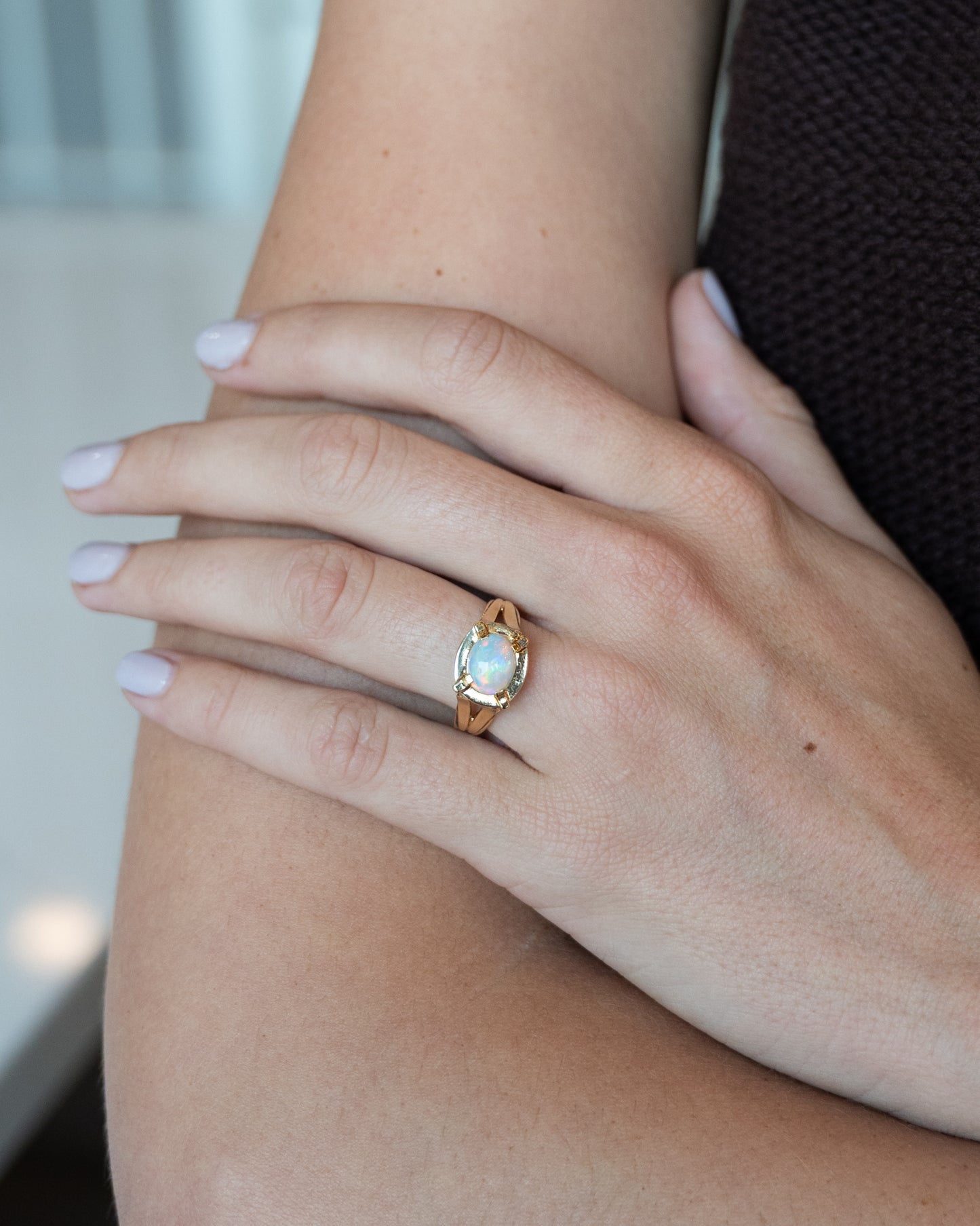1.25 Opal Cocktail Ring 14k Yellow Gold