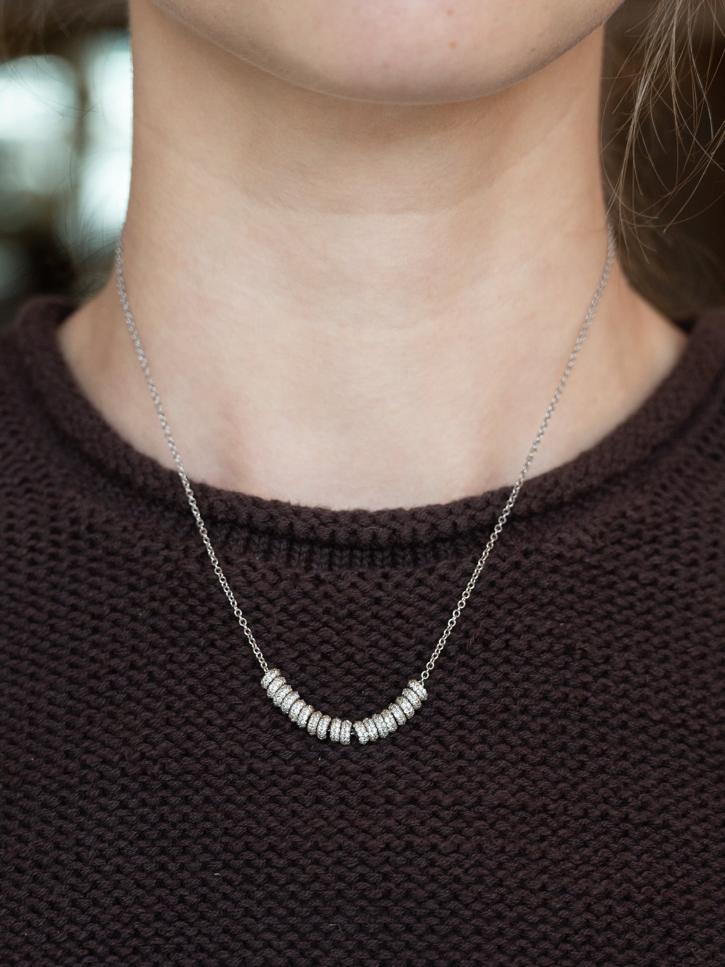 1.98 Diamond Rondelle Necklace 14k & 18k White Gold