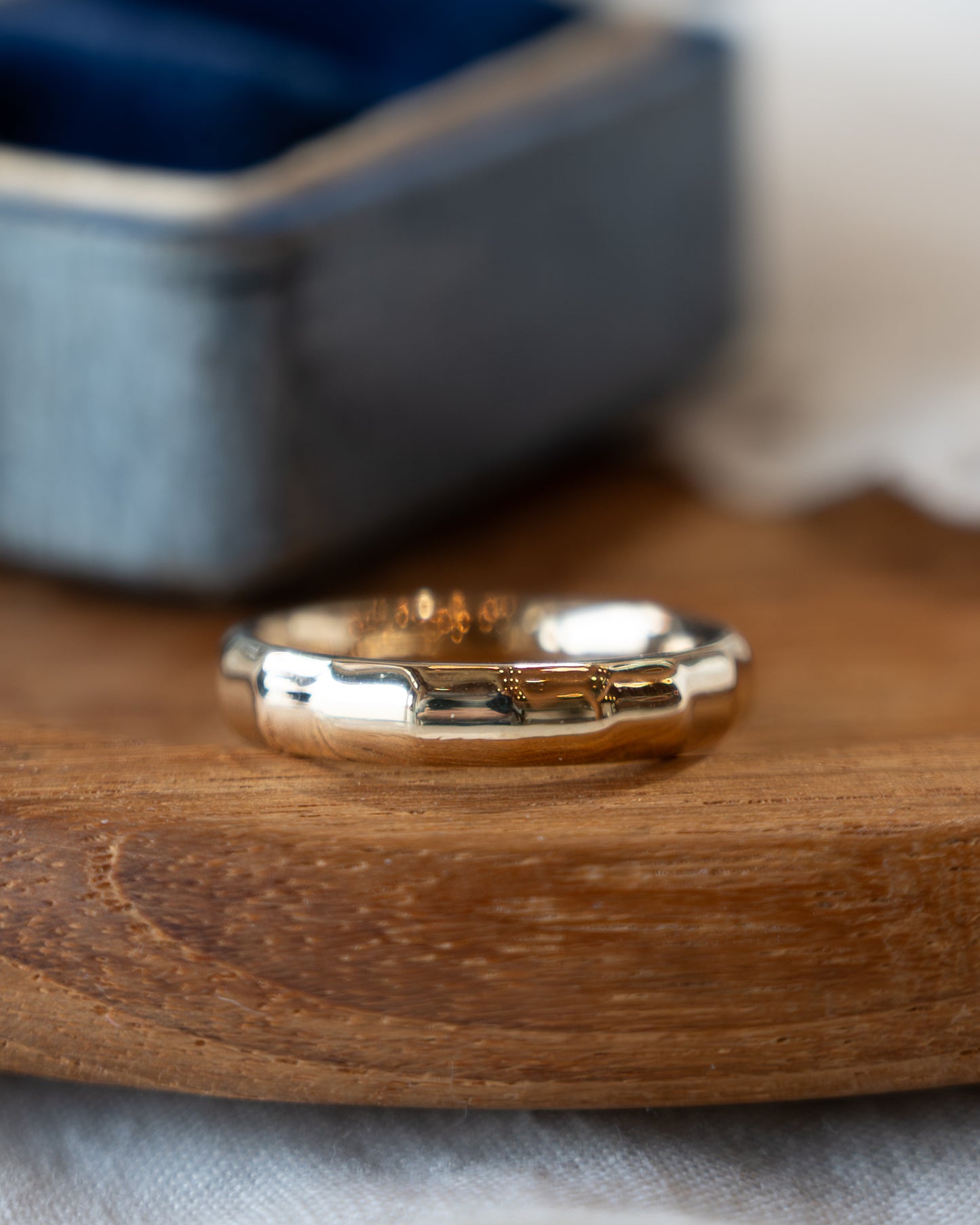 Faceted Comfort Fit Wedding Band 14k Yellow Gold