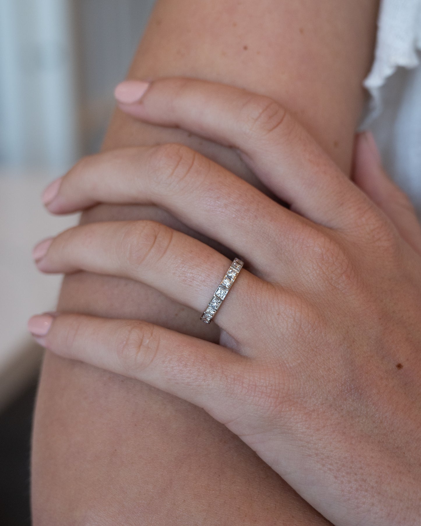 .57 Art Deco Diamond Eternity Band 14k White Gold