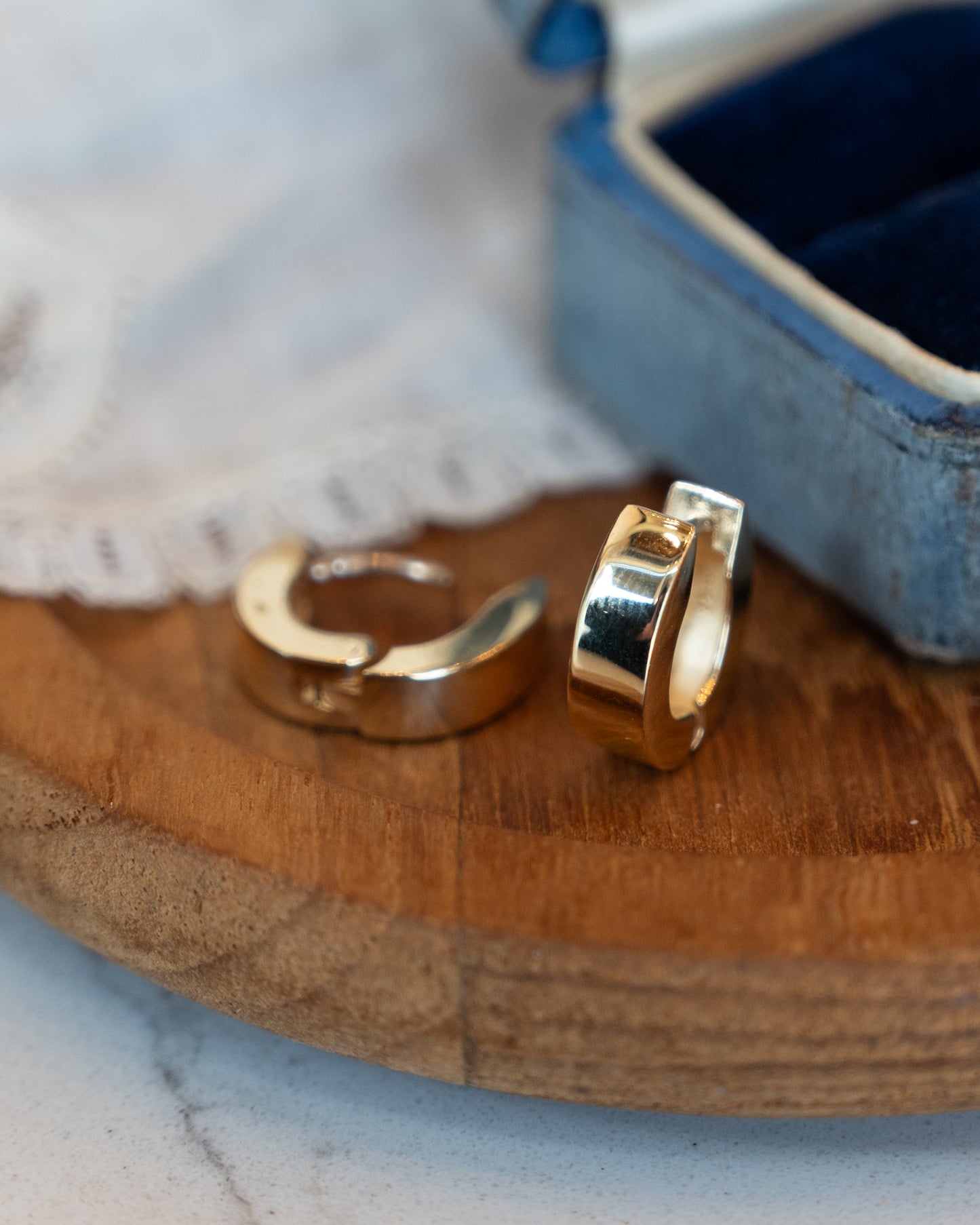 Chunky Huggie Hoop Earrings 14k Yellow Gold