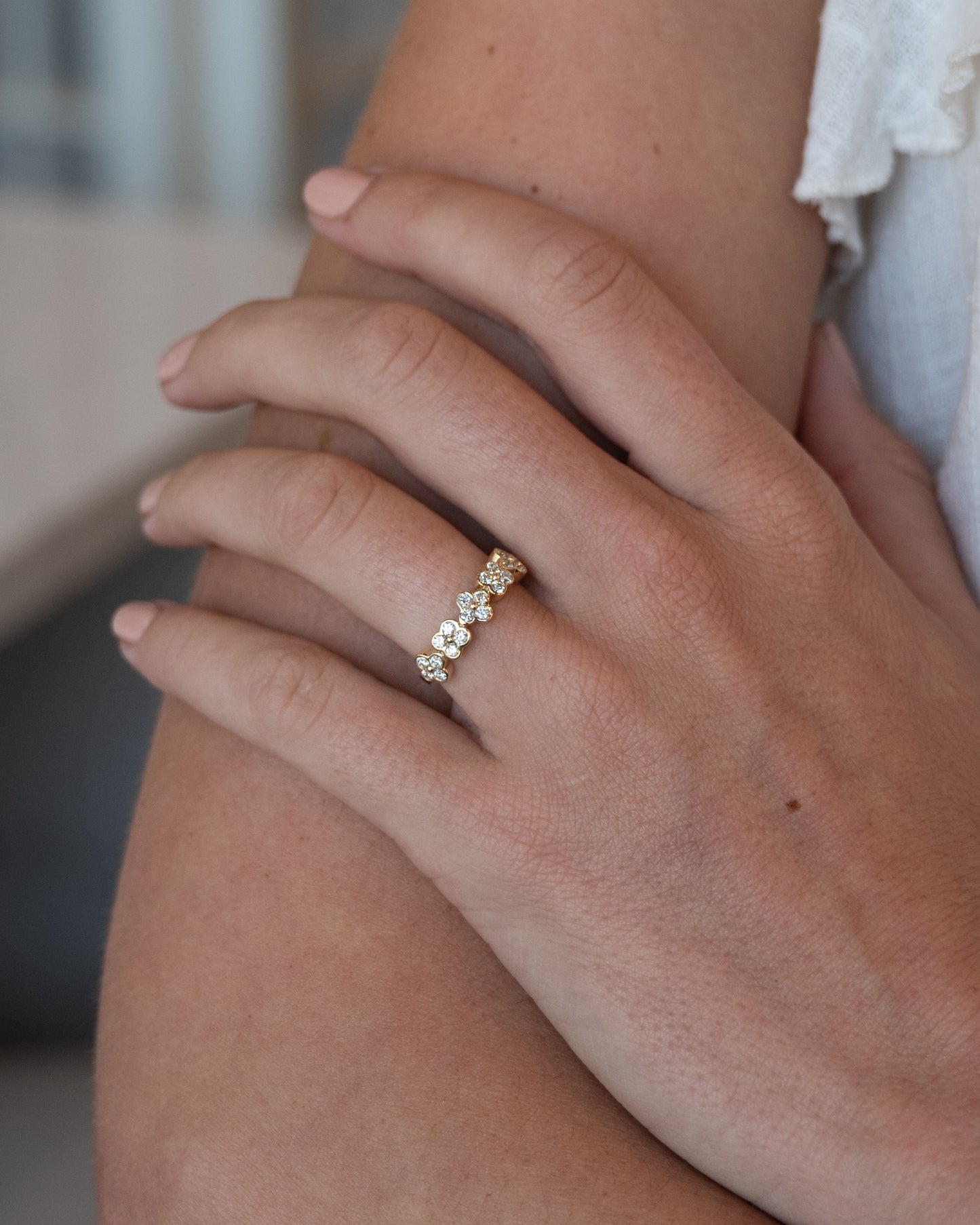 .59 Diamond Cluster Stacking Ring 14k Yellow Gold