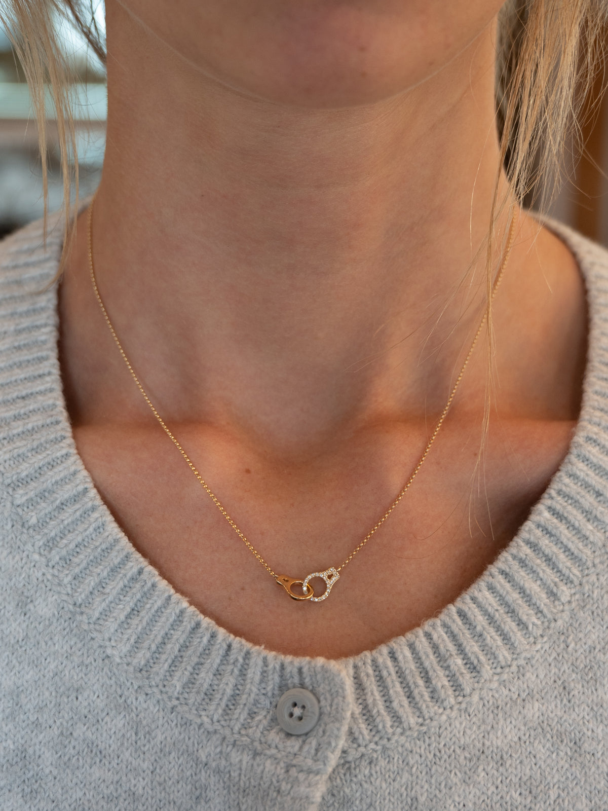 Effy Diamond Handcuff Pendant Necklace 14k Yellow Gold