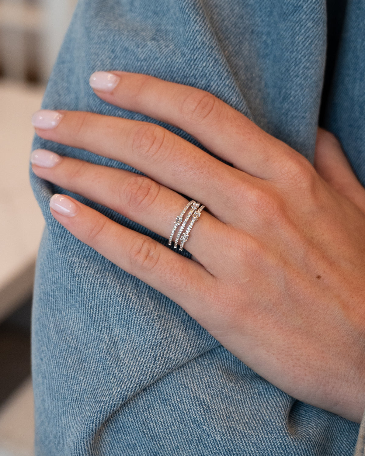 .22 Baguette Diamond Cocktail Ring 14k White Gold