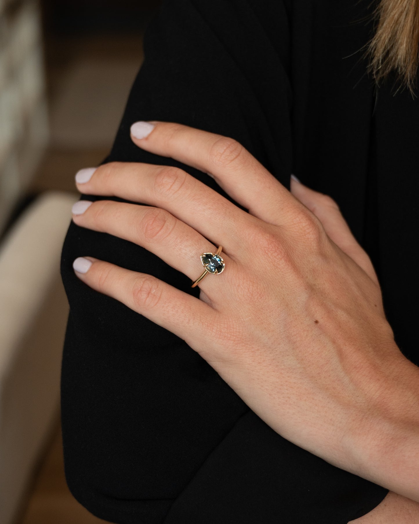 1.59 Pear Sapphire Solitaire Engagement Ring 14k