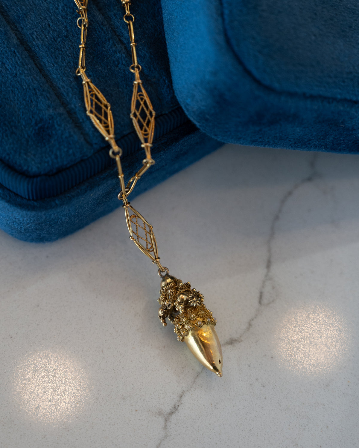 Antique Victorian Etruscan Revival Pendant Necklace 20k Gold