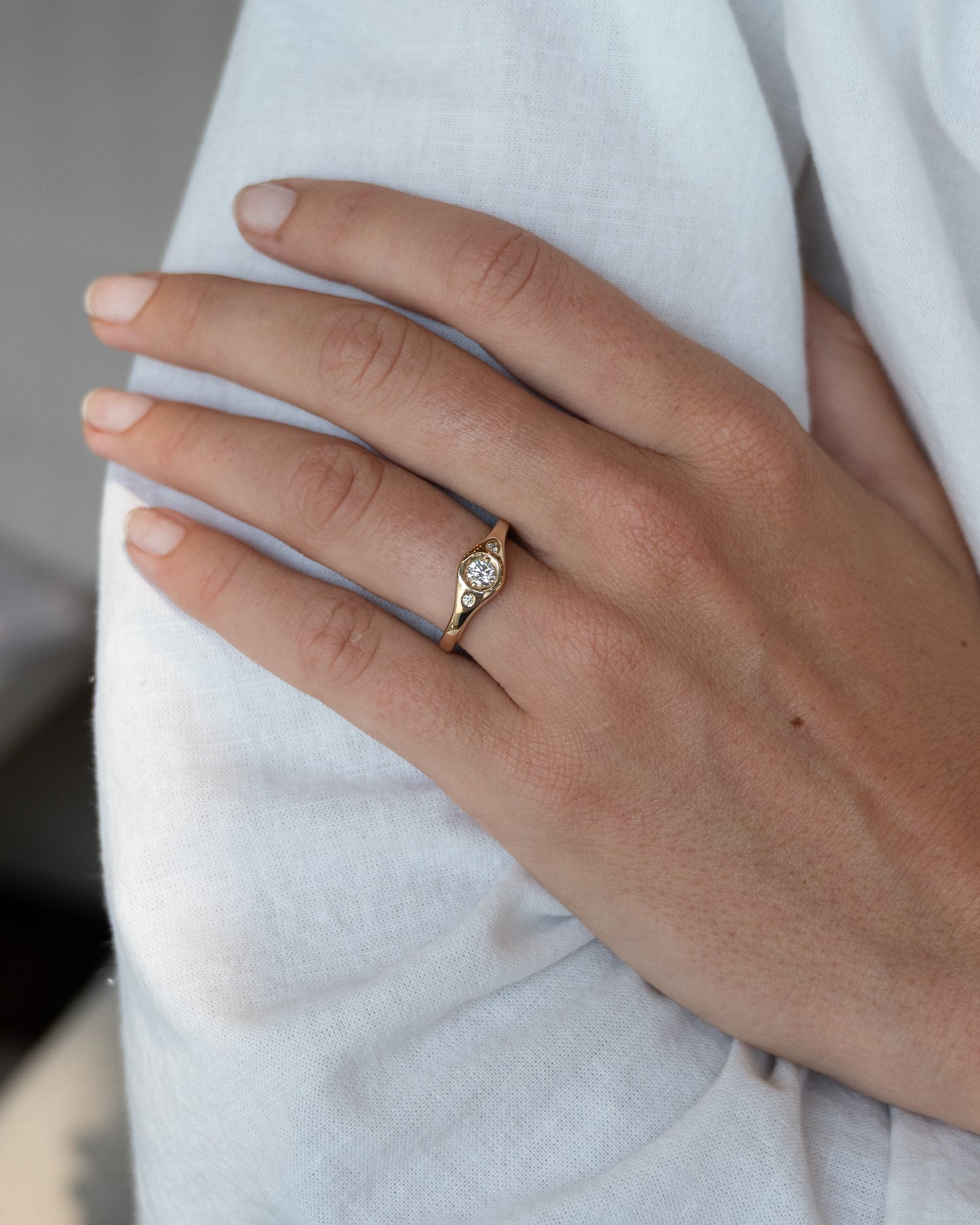 .25 Diamond Three Stone Engagement Ring 14k Yellow Gold