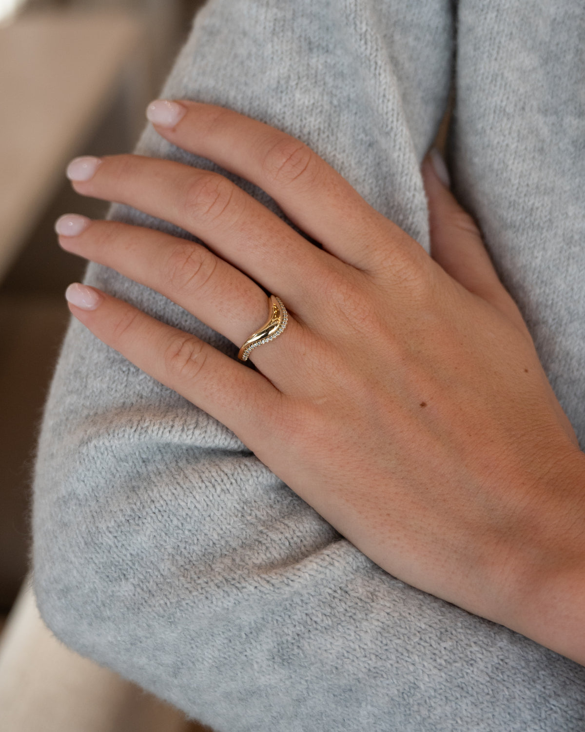 .15 Diamond Contoured Stacking Band 14k Yellow Gold