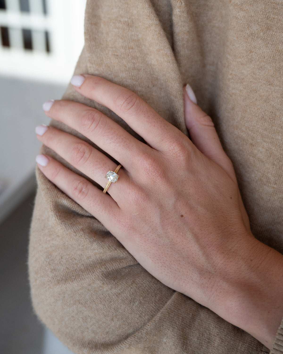 1.51 Elongated Old Mine Cushion Diamond Engagement Ring 14k